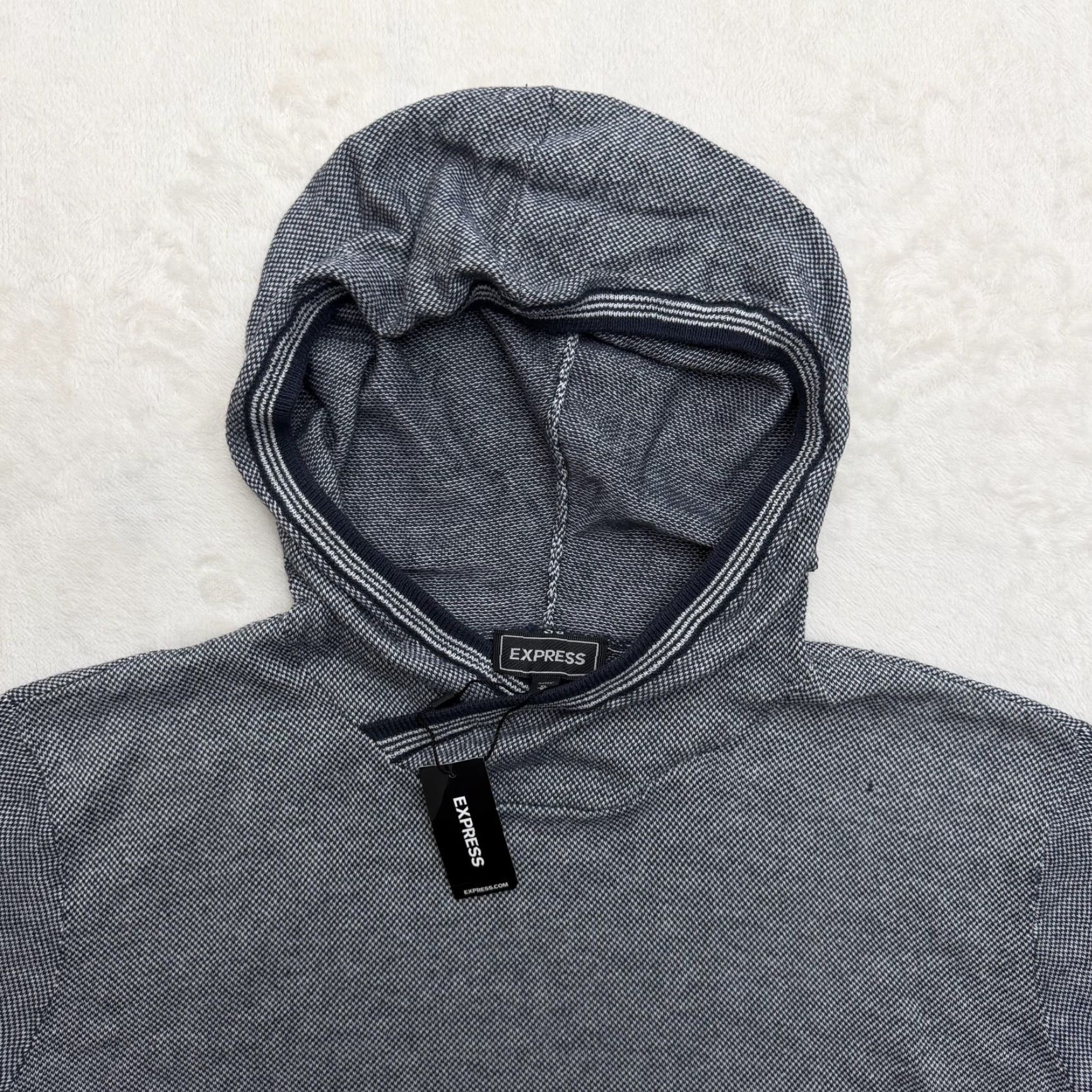 Express Express Sweater Hoodie Mens XL Gray 100% Cotton Knit Pullover Size US XL / EU 56 / 4 - 2 Thumbnail