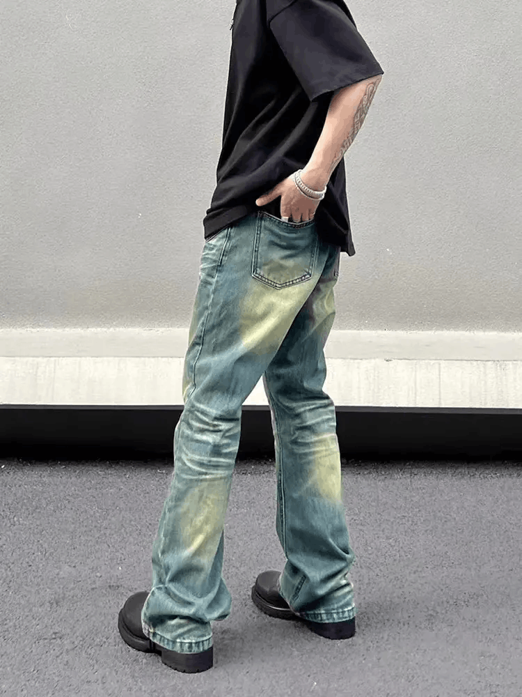 Japanese Brand × Vintage Vintage washed Y2K patchwork micro-flared jeans Size US 31 - 4 Thumbnail