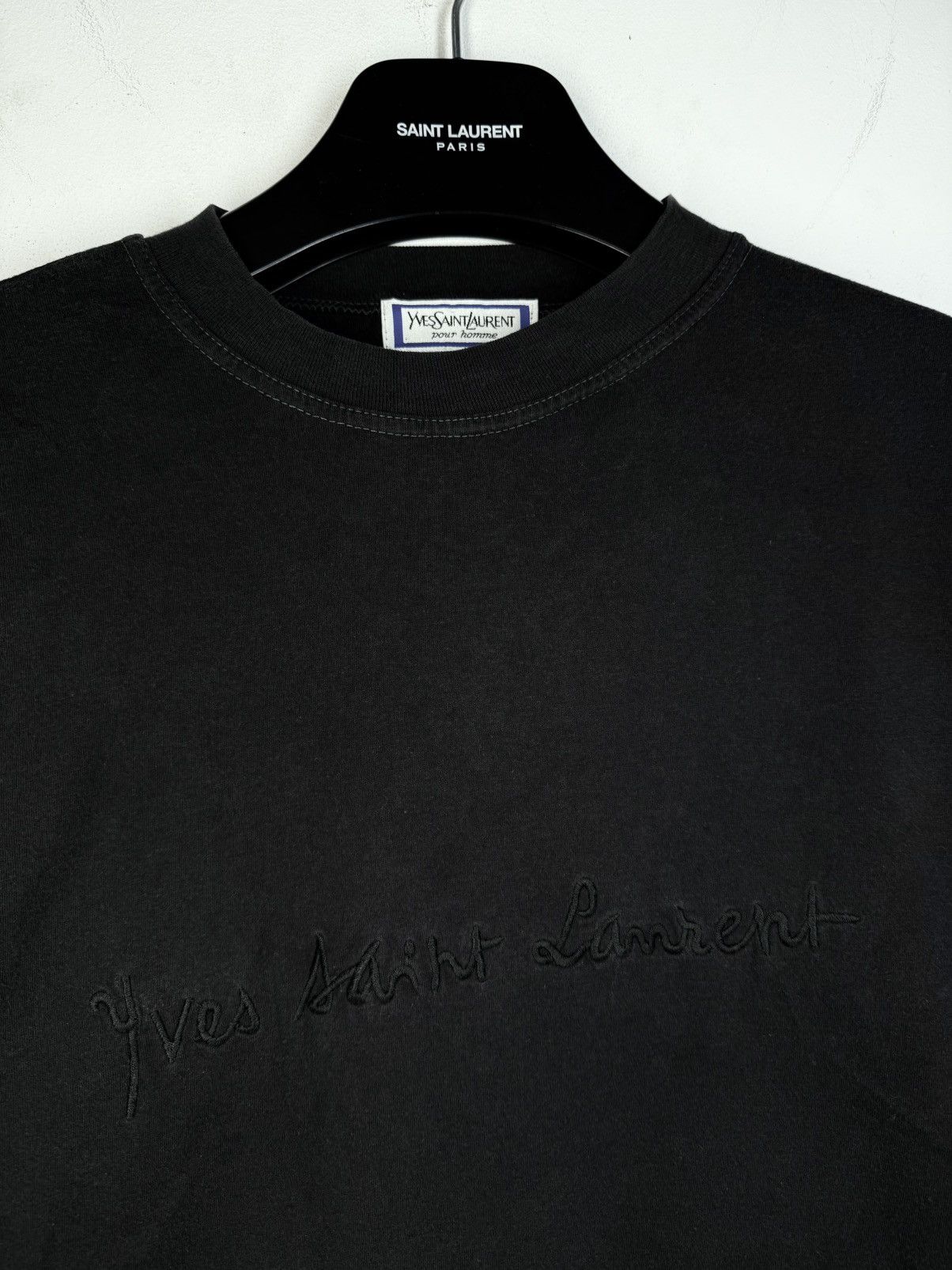 Yves Saint Laurent 90s YSL T-Shirt Big Logo Black Shirt Vintage Tee Size US M / EU 48-50 / 2 - 16 Thumbnail