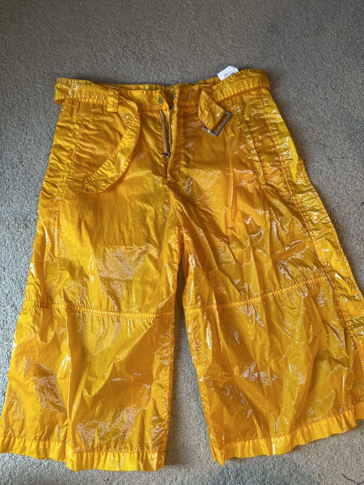 image of Palm Angels Belted Side Tape Wet Look Short Size 48 in Orange, Men's