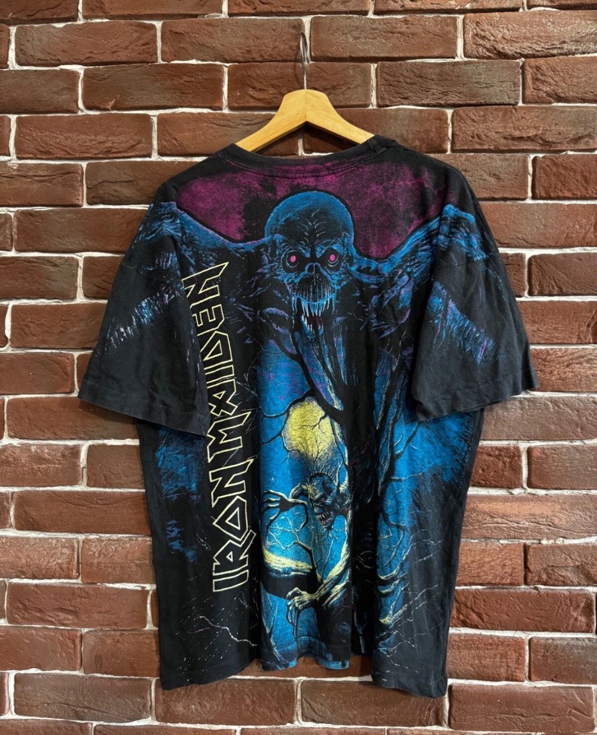 Vintage Vintage 90s Iron Maiden Fear Dark All Over Print Band Tee XL Size US L / EU 52-54 / 3 - 2 Thumbnail