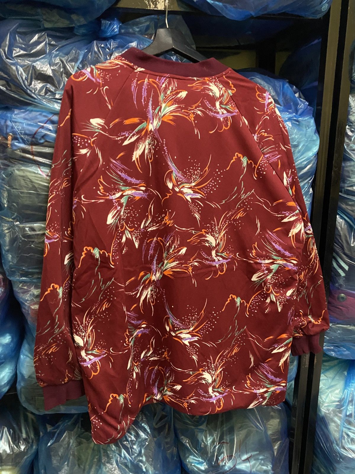 Japanese Brand Vintage Marumi Maroon Floral Bomber Jacket 80s/90s Retro Size XL / US 12-14 / IT 48-50 - 9 Thumbnail