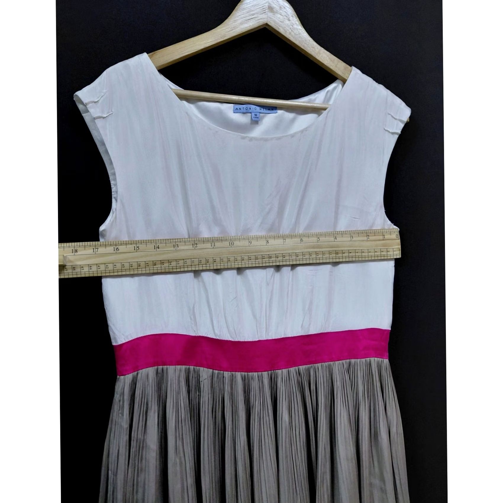 Vintage Antonio Melani Dress Womens 10 White Combo Pink Solid Sleeveless Knee Length Size Size L / US 10 / IT 46 - 5 Thumbnail