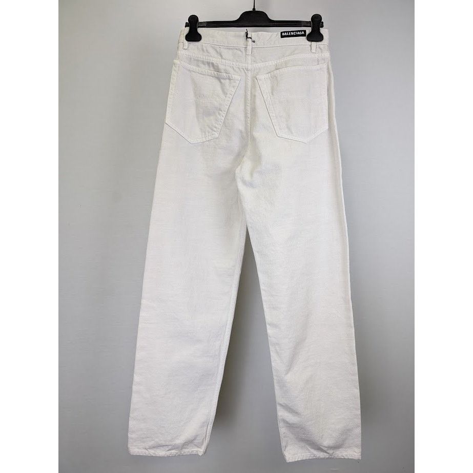 Balenciaga o1rshd1 Loose Fit Jeans White Denim in Cream Size US 26 / EU 42 - 10 Thumbnail