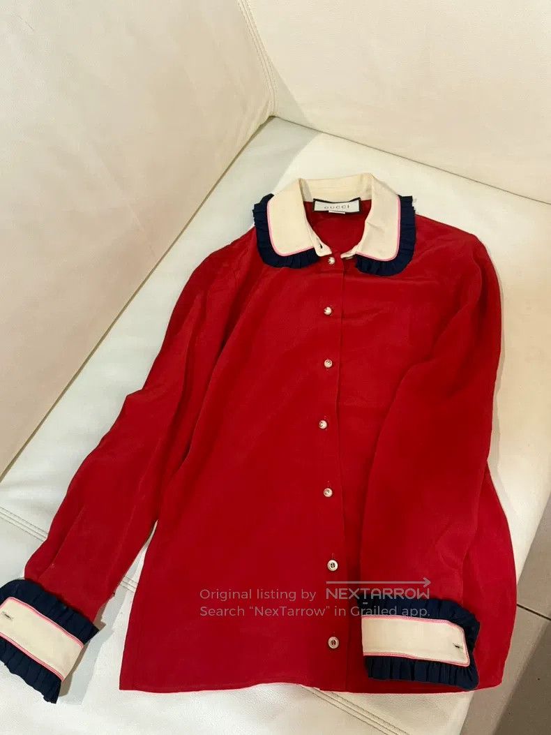 Gucci Gucci Red doll collar silk shirt Size XS / US 0-2 / IT 36-38 - 1 Thumbnail