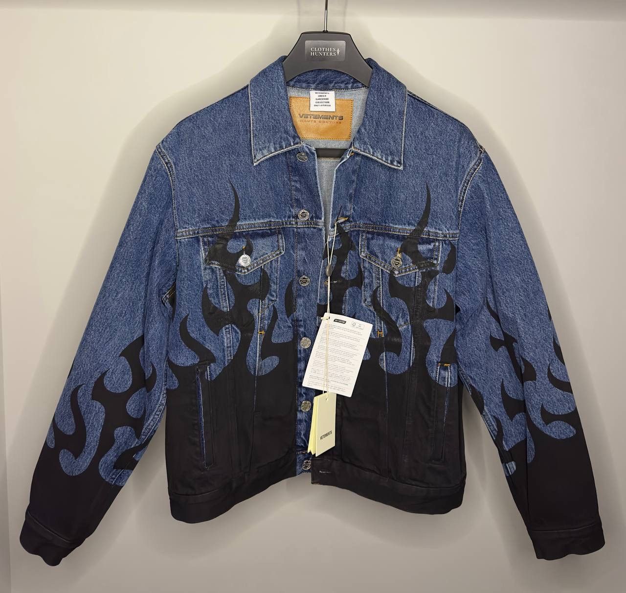 image of Vetements Denim Jacket Flame in Blue/Black, Men's (Size XS)