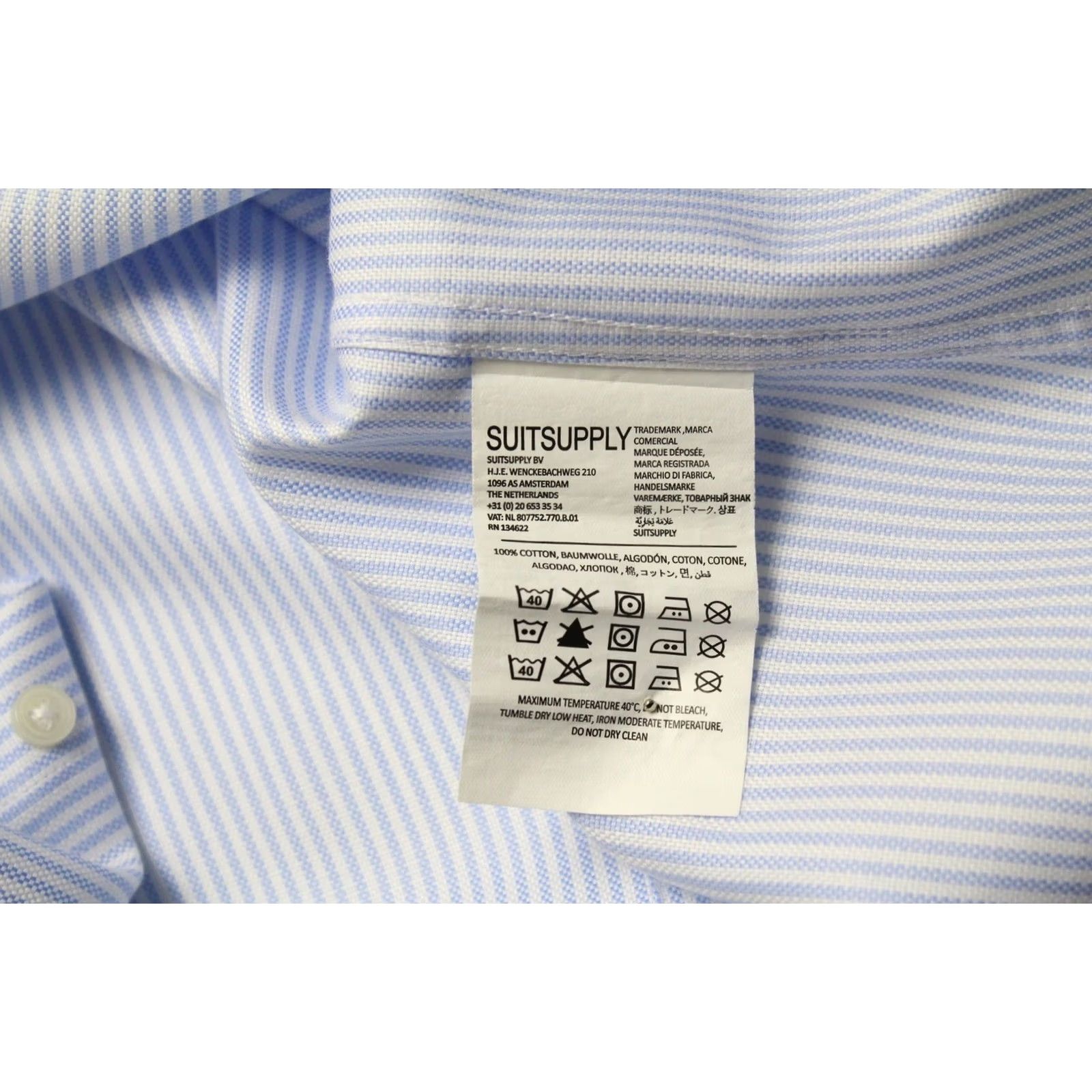 Suitsupply Suitsupply Try On Extra Slim Fit Formal Shirt Men's 43 / 17 Pinstriped Blue Cotton Button-Up Shirt Long Sleeve, Collared, Classic Mens Size 46R - 7 Thumbnail