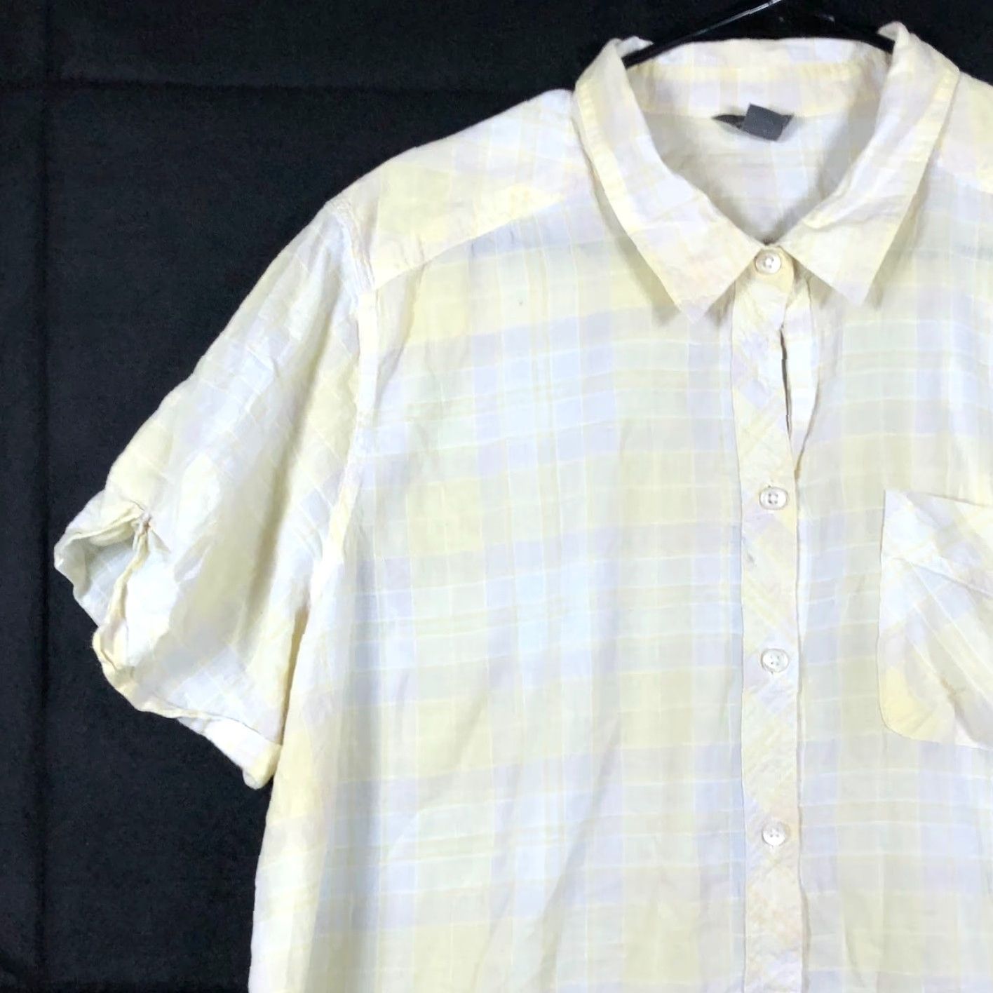 Eddie Bauer Eddie Bauer Womens Shirt Yellow Plaid Collared Button-Down Stretch 2XL Short Sleeve, Casual, Workwear, All Seasons Size XXL / US 16-18 / IT 52-54 - 4 Thumbnail