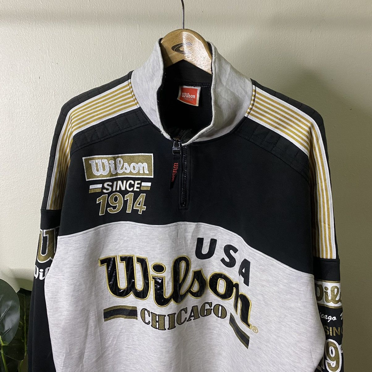 Vintage × Wilson Vintage 1990s Wilson Chicago USA Half Zipper Sweatshirt Size US L / EU 52-54 / 3 - 2 Thumbnail