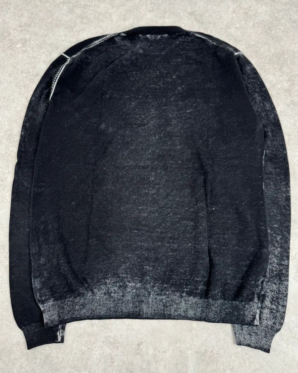 John Galliano 2010s John Galliano Black Eroded White Irregular V Neck Sweater Size US M / EU 48-50 / 2 - 7 Thumbnail