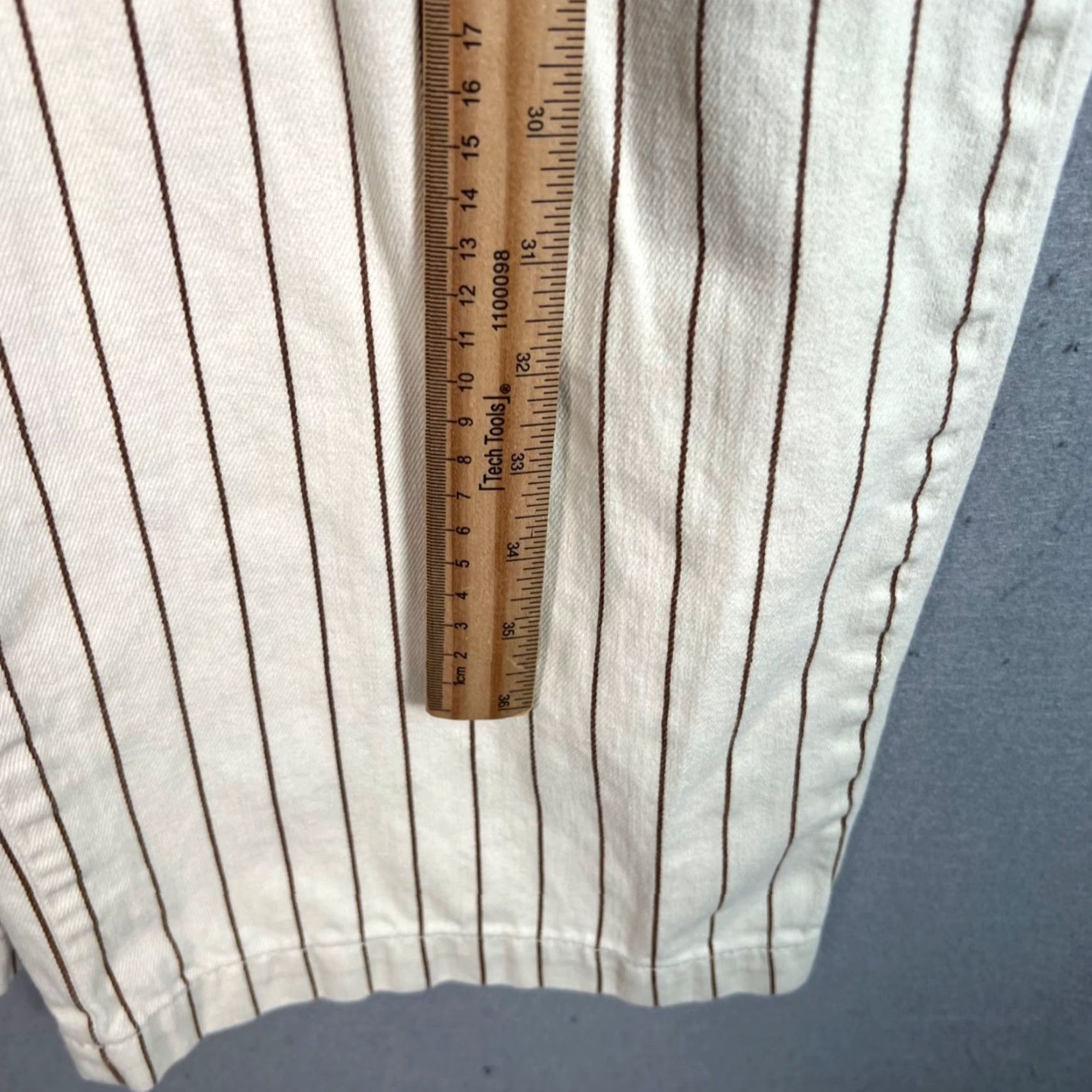 Topshop VINTAGE Topshop Pants 12 Cream Relaxed Fit Pinstripe Striped Trousers Pants Womens Size 34" / US 12 / IT 48 - 6 Thumbnail