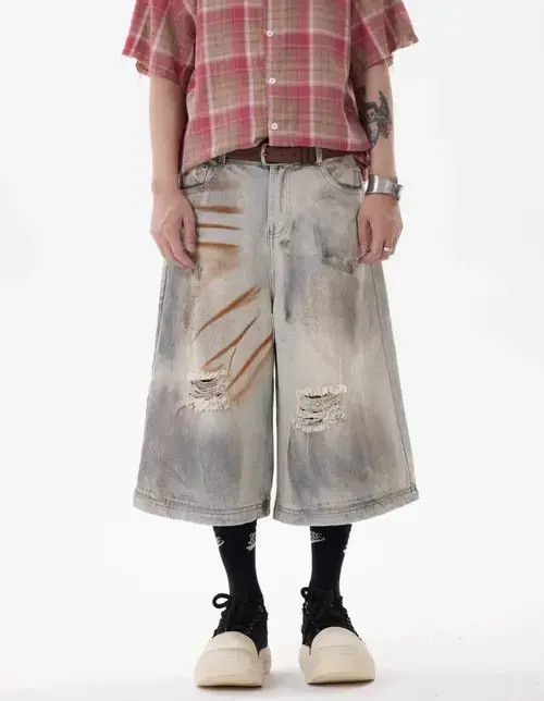 Other Dirty Mud Ripped Jorts Y2K Short Denim Size US 30 / EU 46 - 1 Thumbnail
