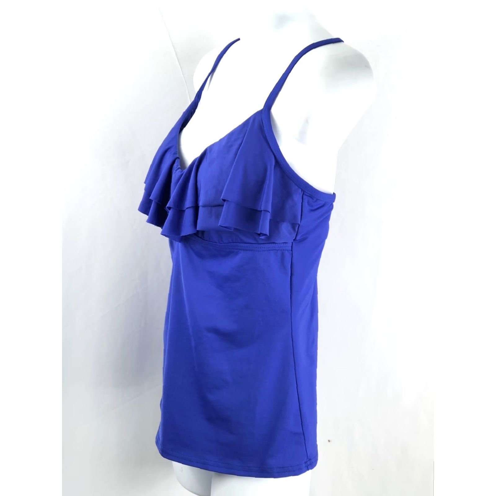 Kenneth Cole Kenneth Cole Swimsuit Top S Blue Halter Cami Tankini Tiered Ruffles Padded Bra Size S / US 4 / IT 40 - 2 Thumbnail