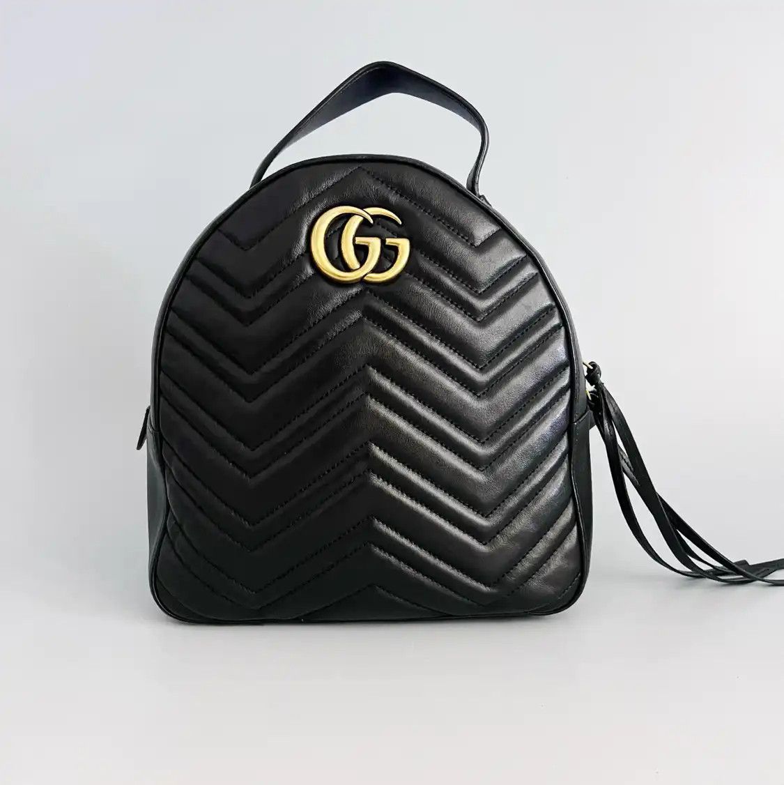 Gucci GUCCI GG Marmont Backpack Velor Black Gold 524568 Auth  display picture 2