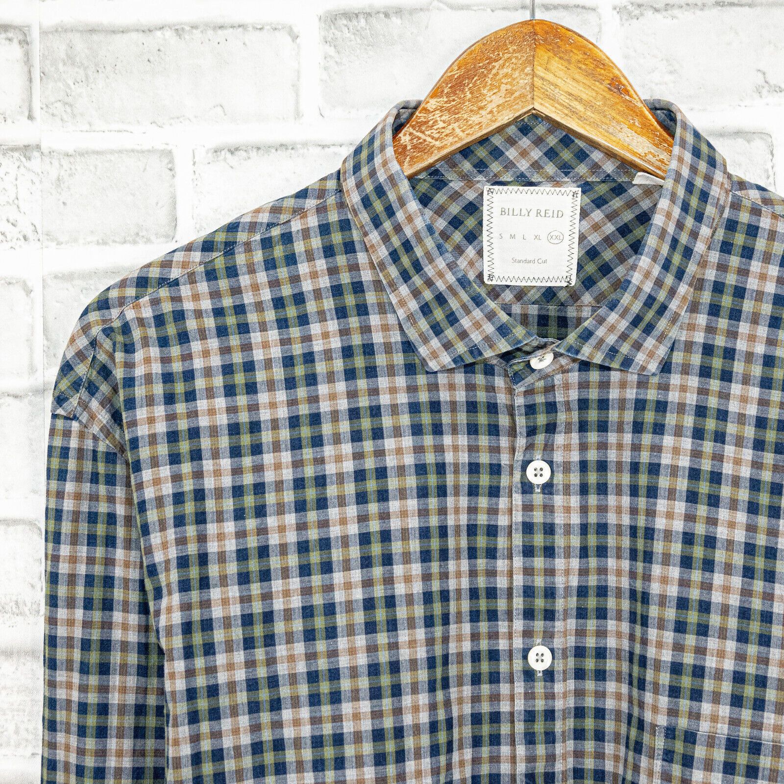 Billy Reid BILLY REID Standard Cut Button up Shirt Gray color check Size US XXL / EU 58 / 5 - 4 Thumbnail