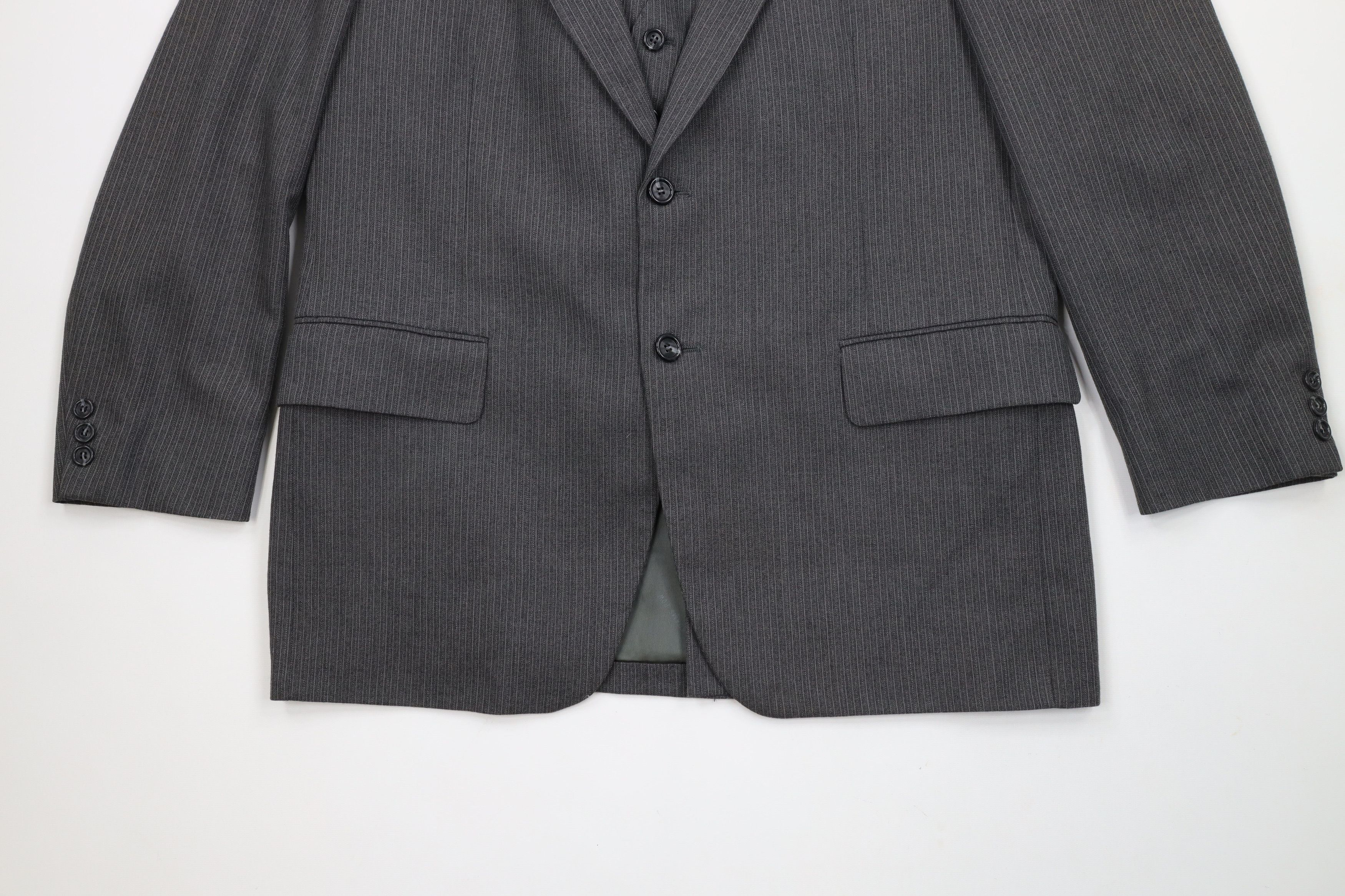 Vintage Vintage 70s Streetwear 3 Piece Wool Pinstriped Wedding Suit Size 44R - 8 Thumbnail