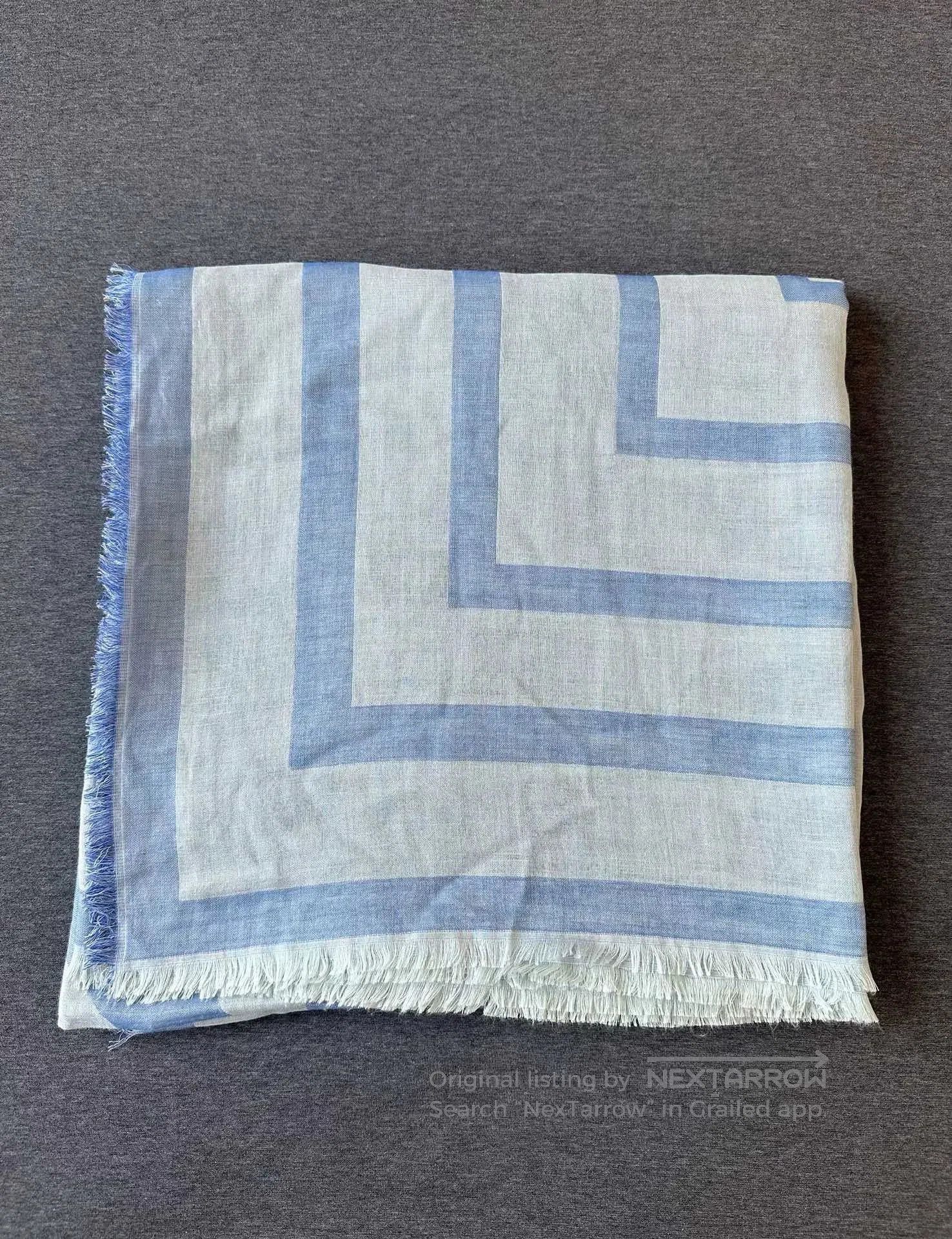 Chanel Chanel Blue White Stripe Square Scarf. Size ONE SIZE - 3 Thumbnail