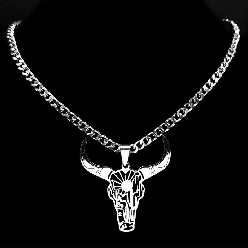 Jewelry Bull Head Pendant Charms Necklace Emblem Talisman Size ONE SIZE - 2 Thumbnail