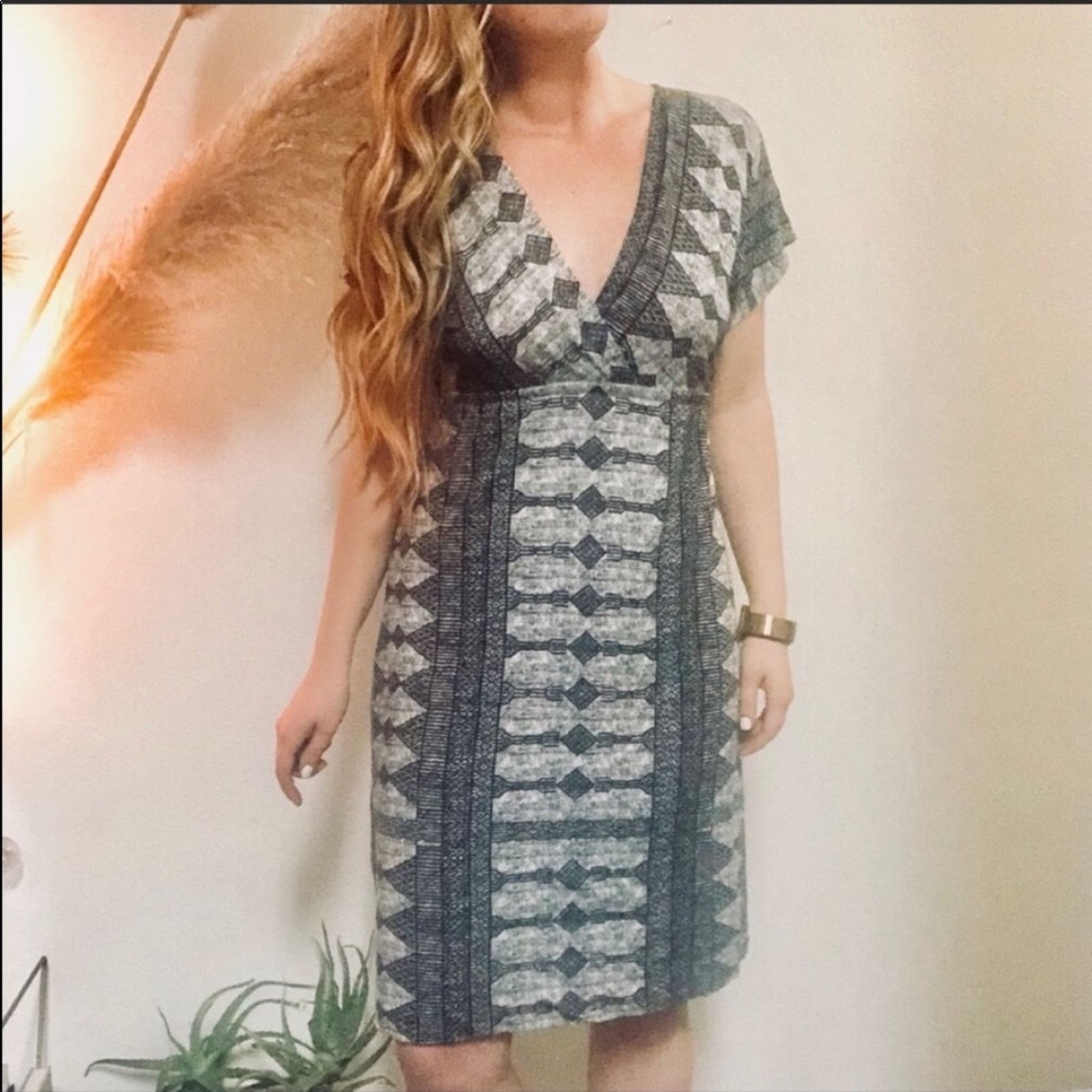 Anthropologie NEW ANTHROPOLOGIE Tracy Reese Tribal Grey Black White Dress Size M / US 6-8 / IT 42-44 - 1 Thumbnail