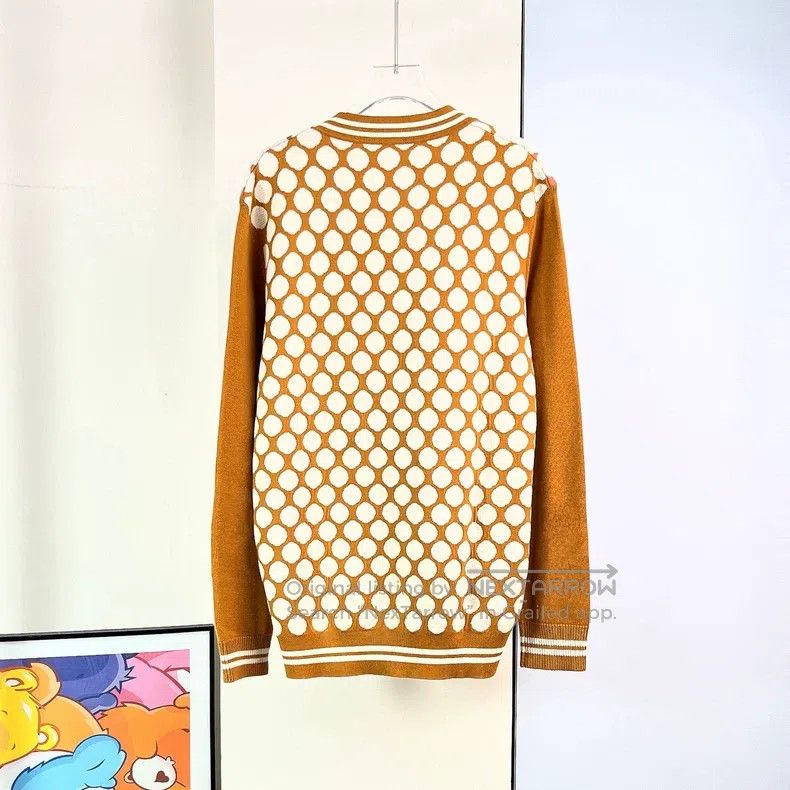 Hermes Hermes Orange Polka Dot Wool Cardigan Jacket Size XS / US 0-2 / IT 36-38 - 3 Thumbnail
