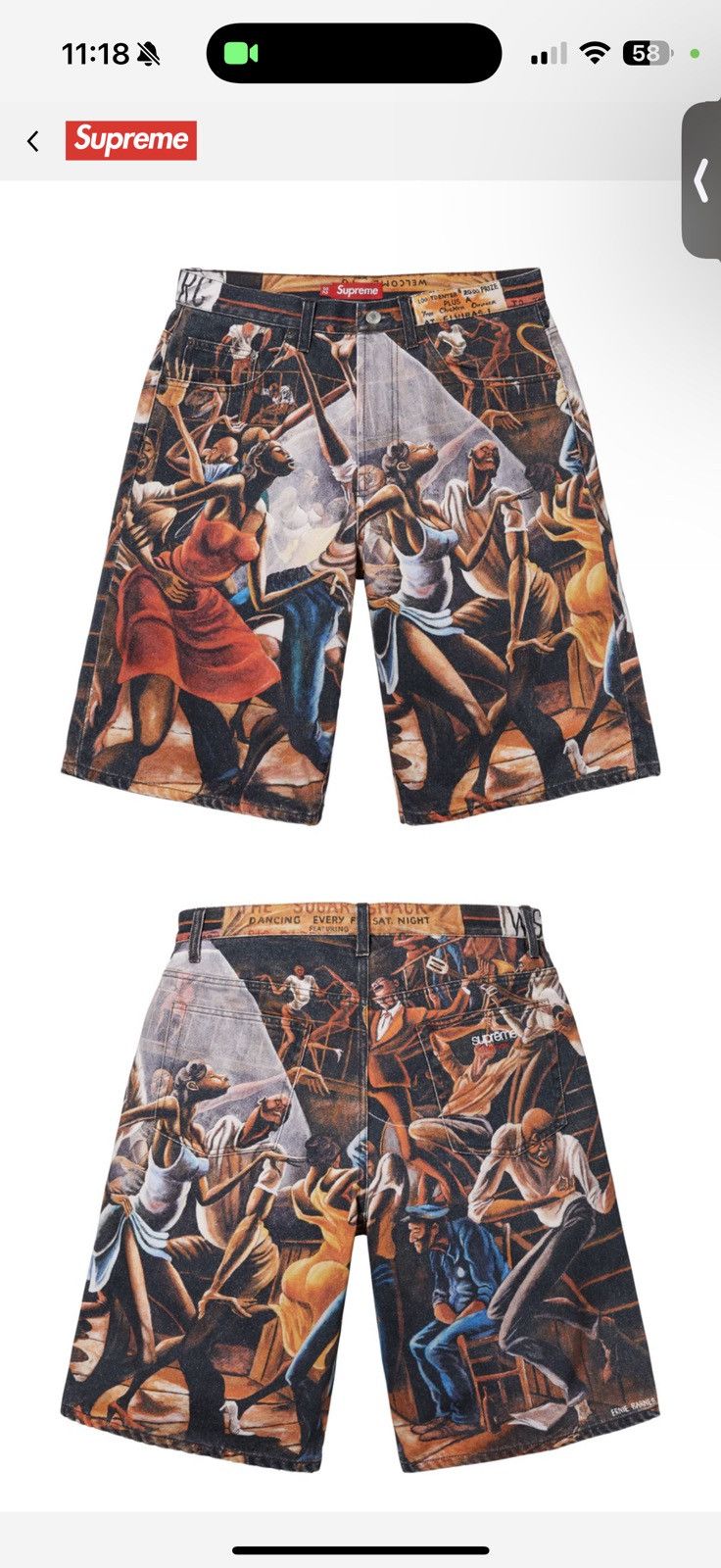Supreme Ernie Barnes Baggy Denim Short (SS25) - $168