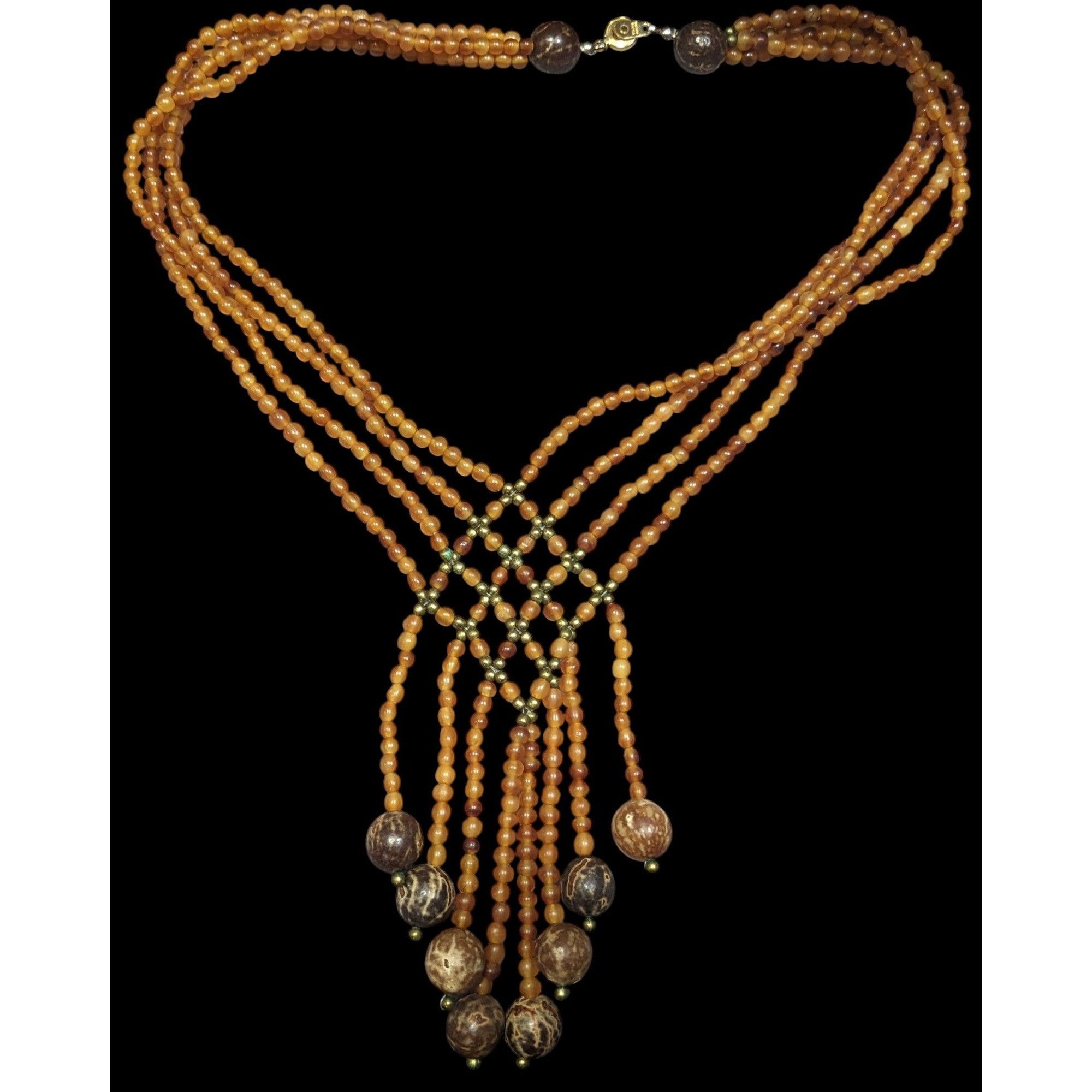 Other Unique Bohemian Glass Wood And Metal Braided Beaded Necklace Size ONE SIZE - 1 Thumbnail