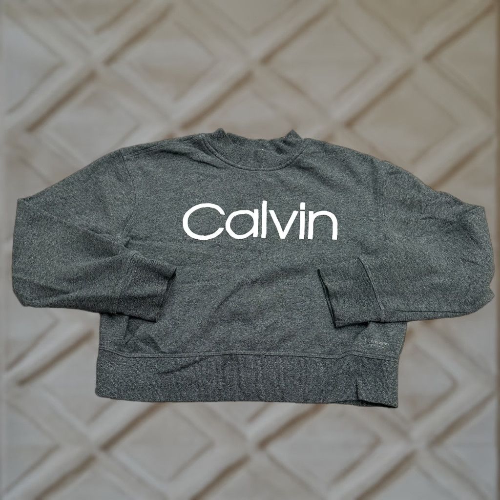 Calvin Klein Calvin Klein Performance Cropped Sweatshirt Womens Large Gray Graphic Pullover Size L / US 10 / IT 46 - 1 Thumbnail