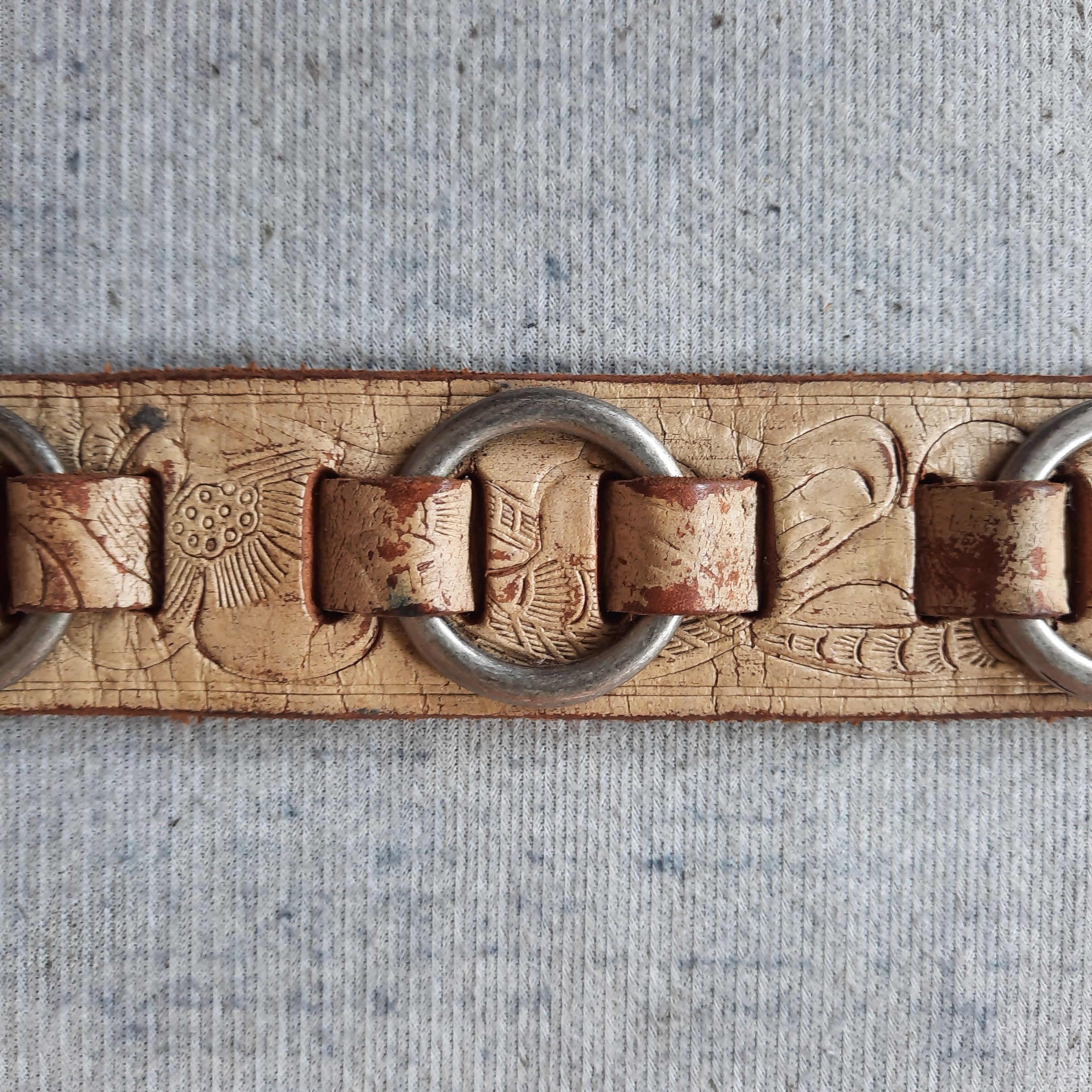 PPFM ⛓️ Vintage garrison ring emboss navajo style leather belt Size ONE SIZE - 5 Thumbnail