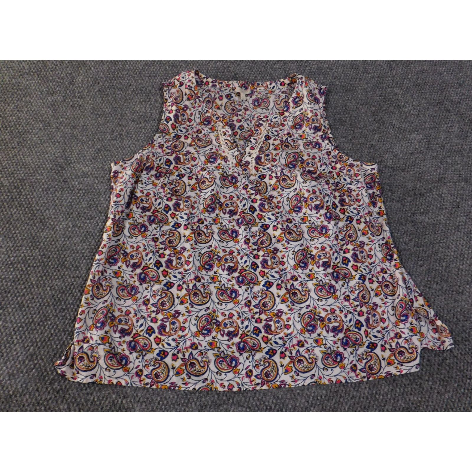 Talbots Talbots Blouse Womens 1X Multicolor Sleeveless Paisley Cotton Floral Red Tunic Casual Spring Summer Size XL / US 12-14 / IT 48-50 - 2 Thumbnail