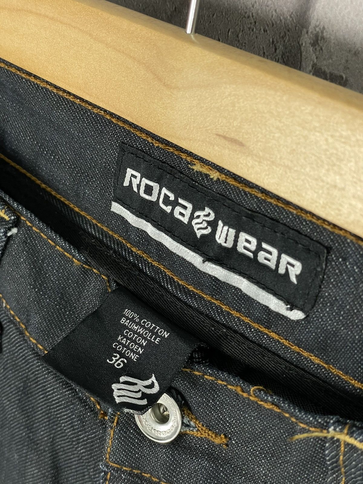 Rocawear × Vintage Vintage Rocawear Baggy Fit Wide Leg Denim Jeans Black Size US 36 / EU 52 - 7 Thumbnail