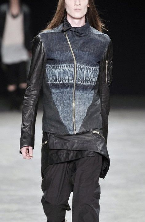 Rick Owens Rick Owens RELEASE SS10 Denim Jacket with Leather Sleeves Size US S / EU 44-46 / 1 - 1 Thumbnail
