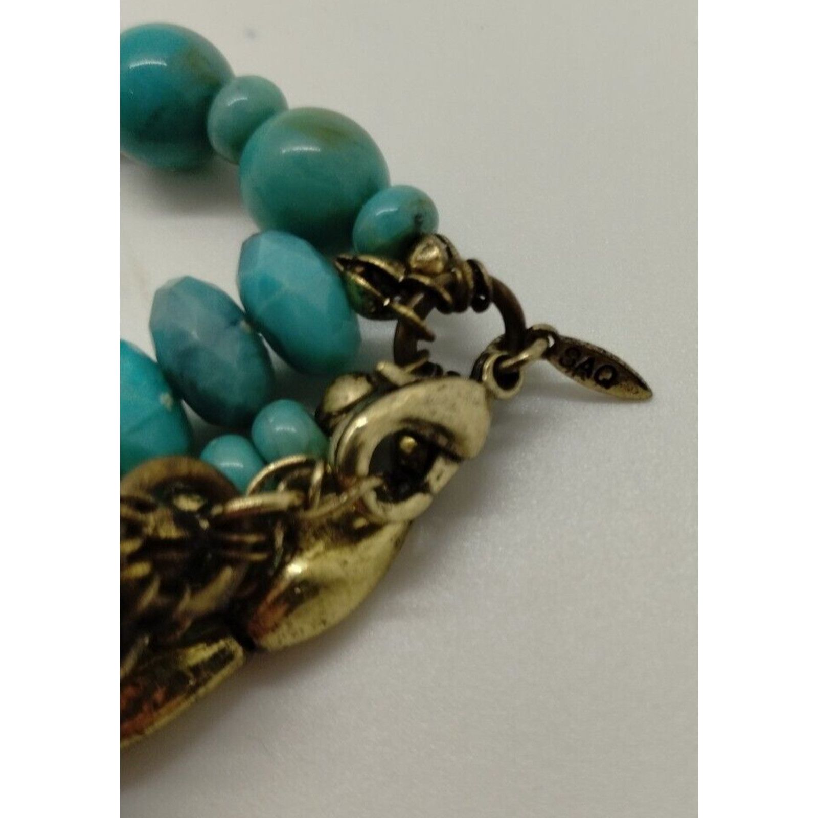 Vintage SAQ Layered Stone Beads Statement Necklace - Faux Turquoise Size ONE SIZE - 4 Thumbnail