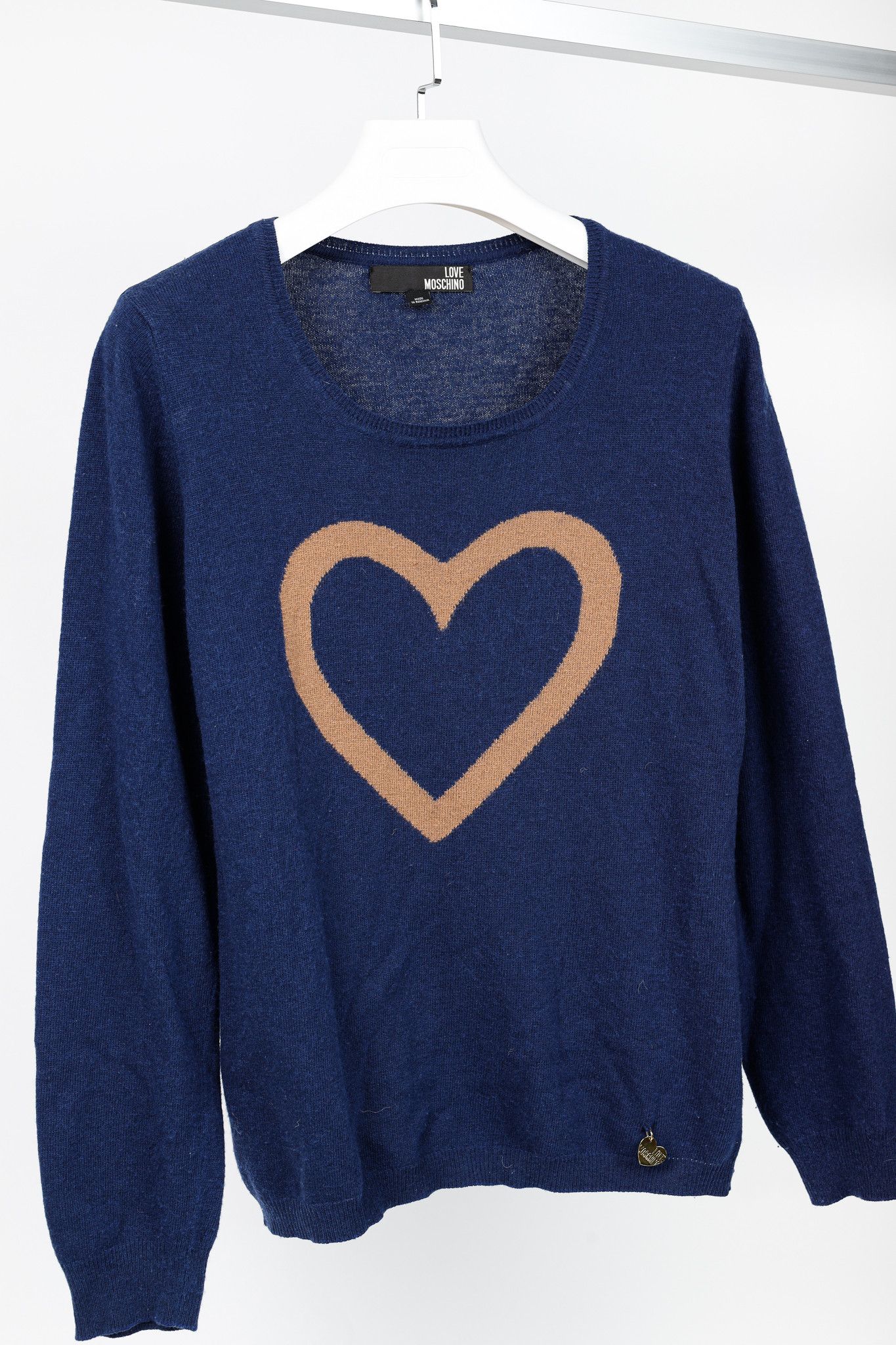Love Moschino Love Moschino Dark-Blue Wool-Blend Heart Sweater Size M / US 6-8 / IT 42-44 - 3 Thumbnail