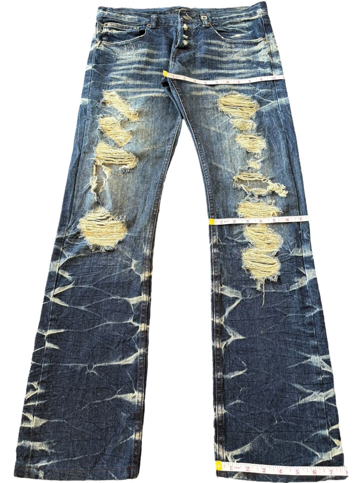 If Six Was Nine Vintage Japanese Brand Heavy Distress Bootcut Jeans Size 33" - 9 Thumbnail