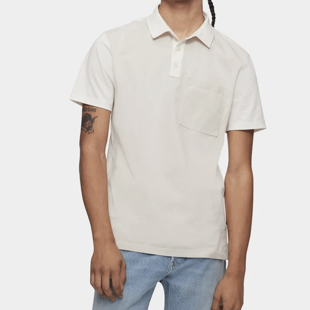 Calvin Klein Calvin Klein Cream/Tan Colorblock Short Sleeve Polo - XXL Size US XXL / EU 58 / 5 - 2 Thumbnail