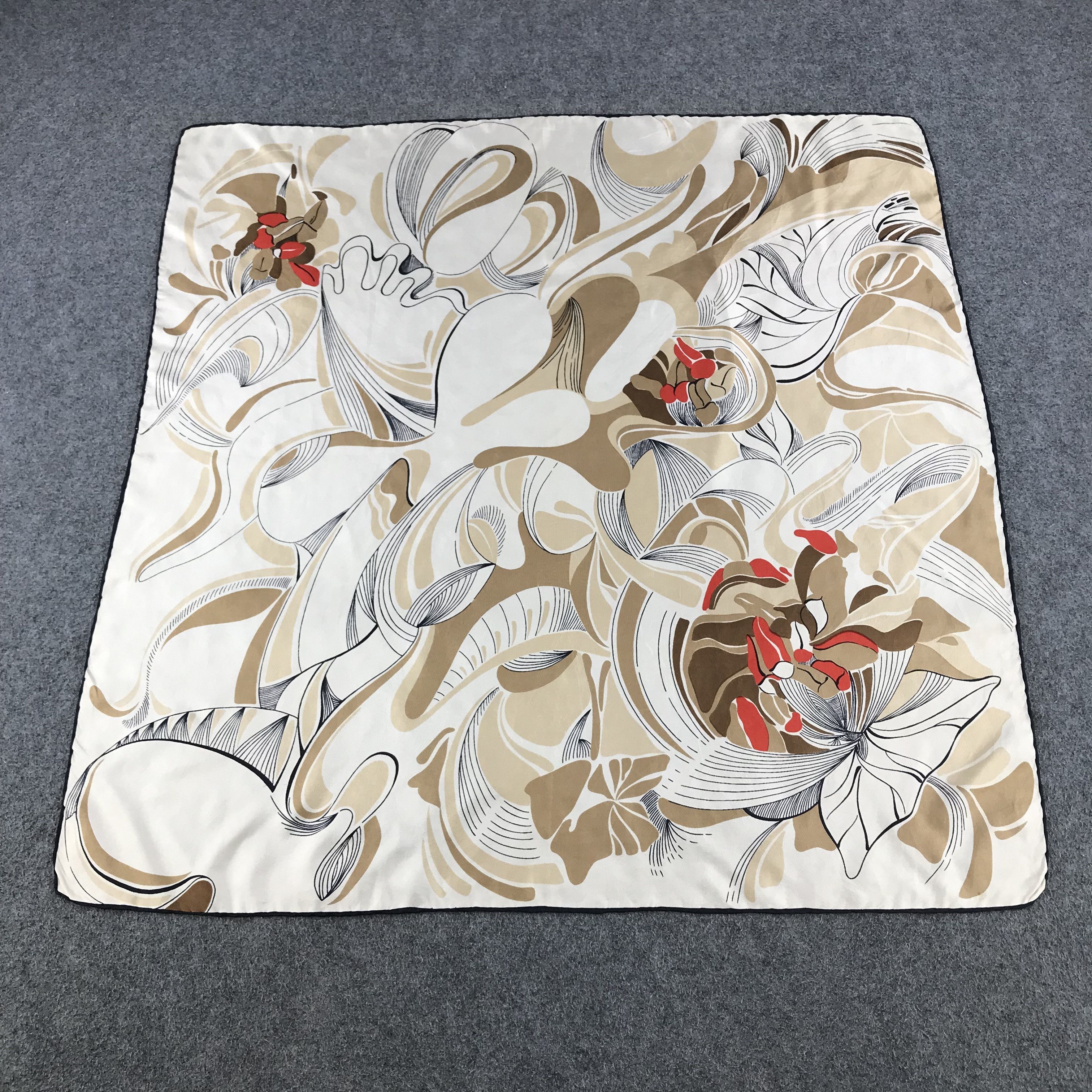 Japanese Brand Vintage Floral Silk Scarf M246 Size ONE SIZE - 2 Thumbnail
