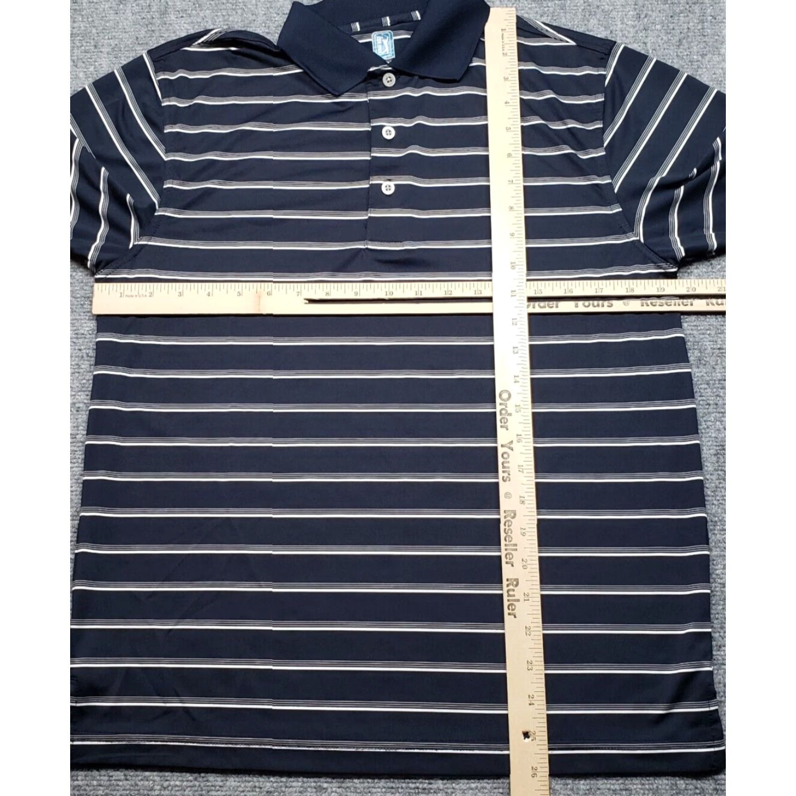 PGA Tour PGA TOUR Golf Polo Shirt S Blue White Striped Short Sleeve Mens Size US S / EU 44-46 / 1 - 6 Thumbnail