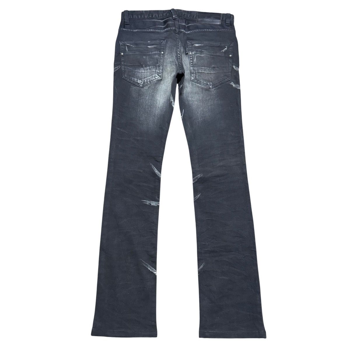 Tornado Mart Tornado Mart Black Whisker Denim Low Flare Jeans Size US 29 - 2 Thumbnail