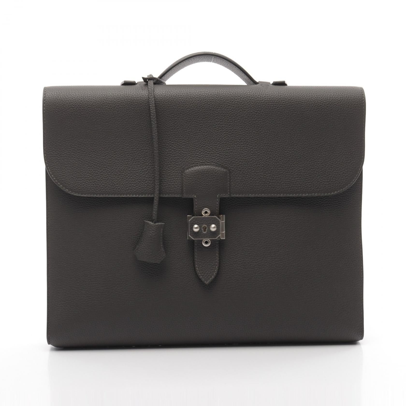 Hermes Hermes Sack Adepeche Light 37-1 Grietan Briefcase Business Bag Togo Dark Gray Silver Hardware C Engraved Size ONE SIZE - 1 Thumbnail