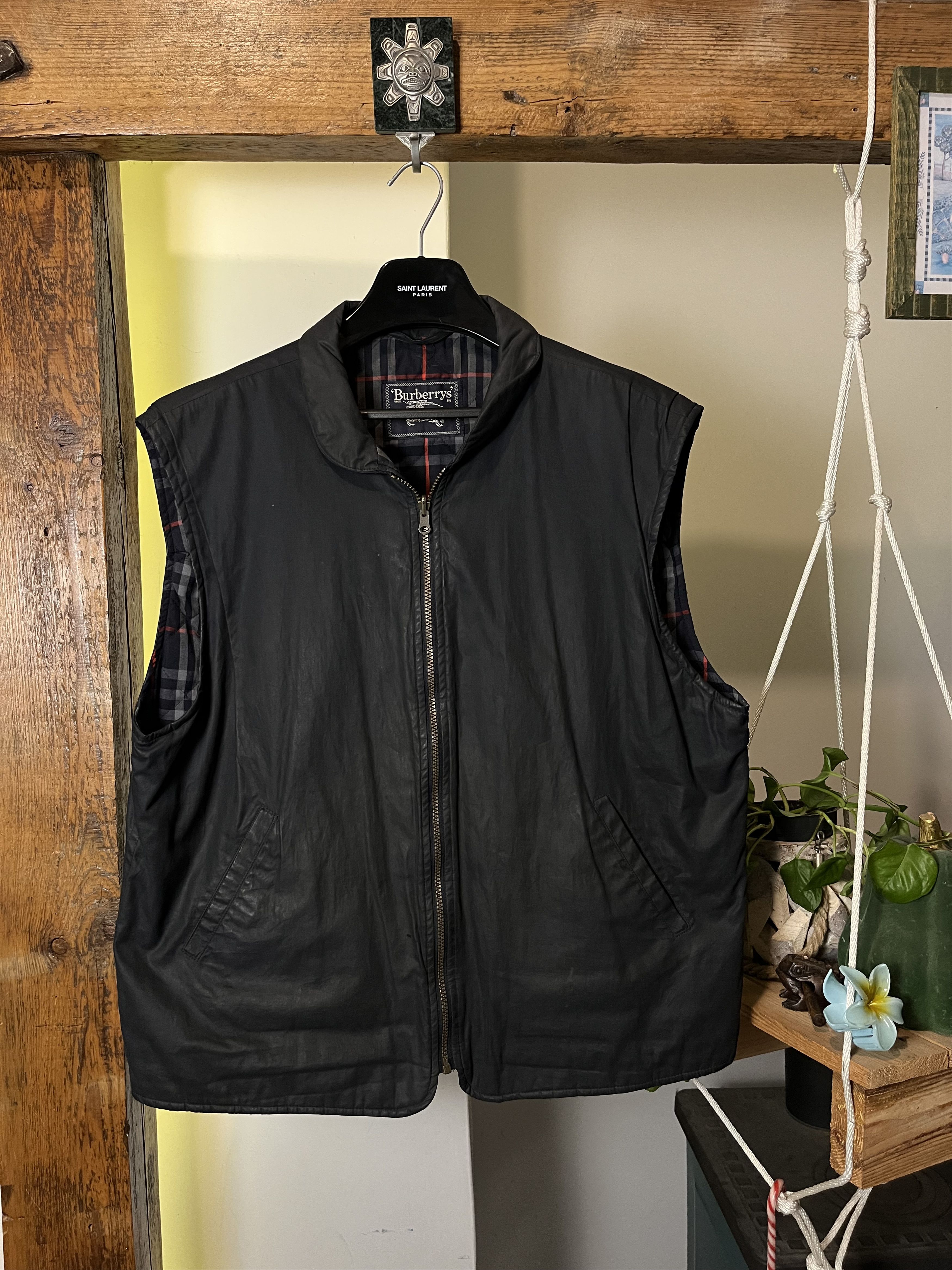 Burberry × Vintage Vintage 90s Burberrys Reversible Vest Jacket Navy Checked Size US L / EU 52-54 / 3 - 2 Thumbnail