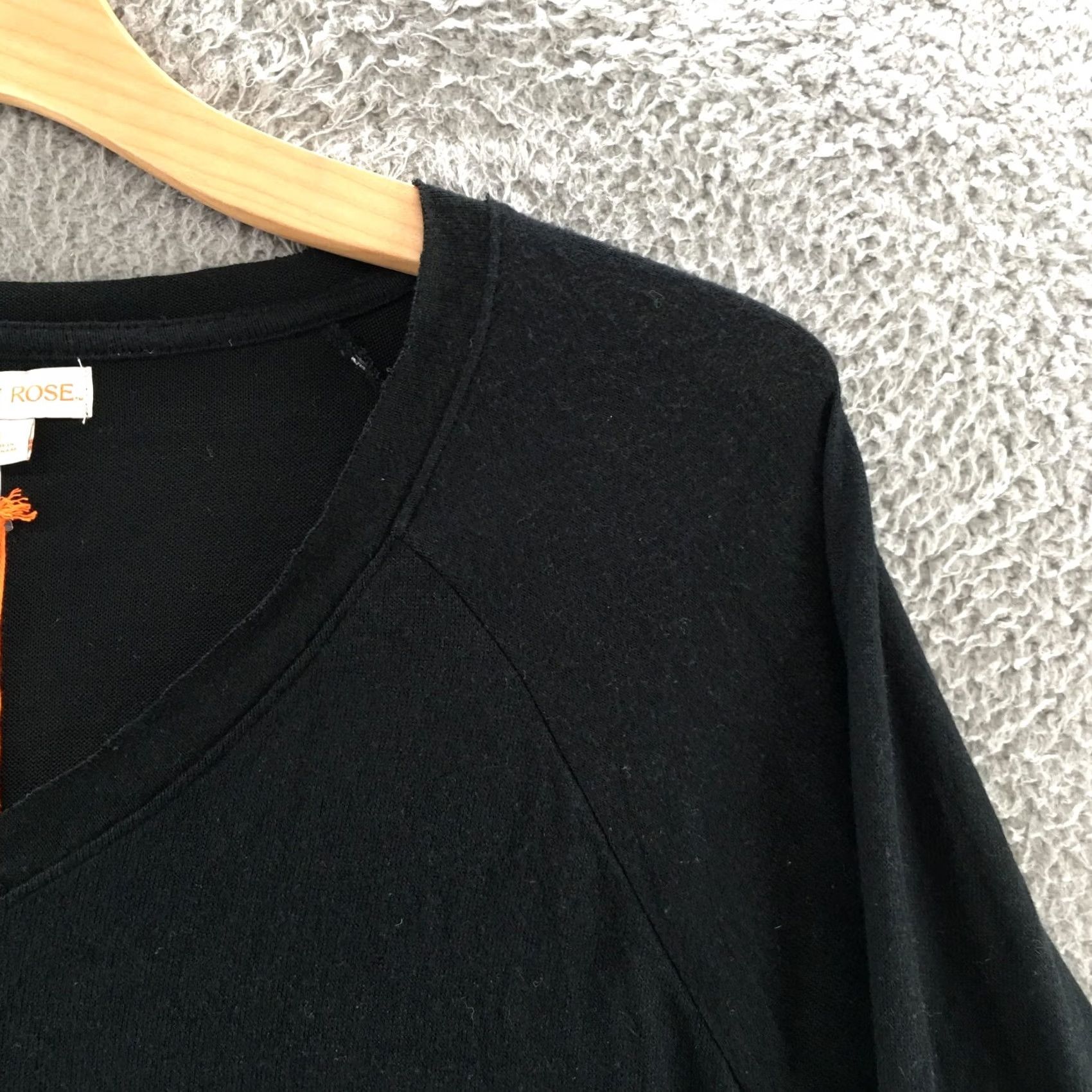 Vintage Knox Rose Blouse Top Womens Large Black Pull Over V-Neck Long Sleeve Casual NEW Size L / US 10 / IT 46 - 3 Thumbnail