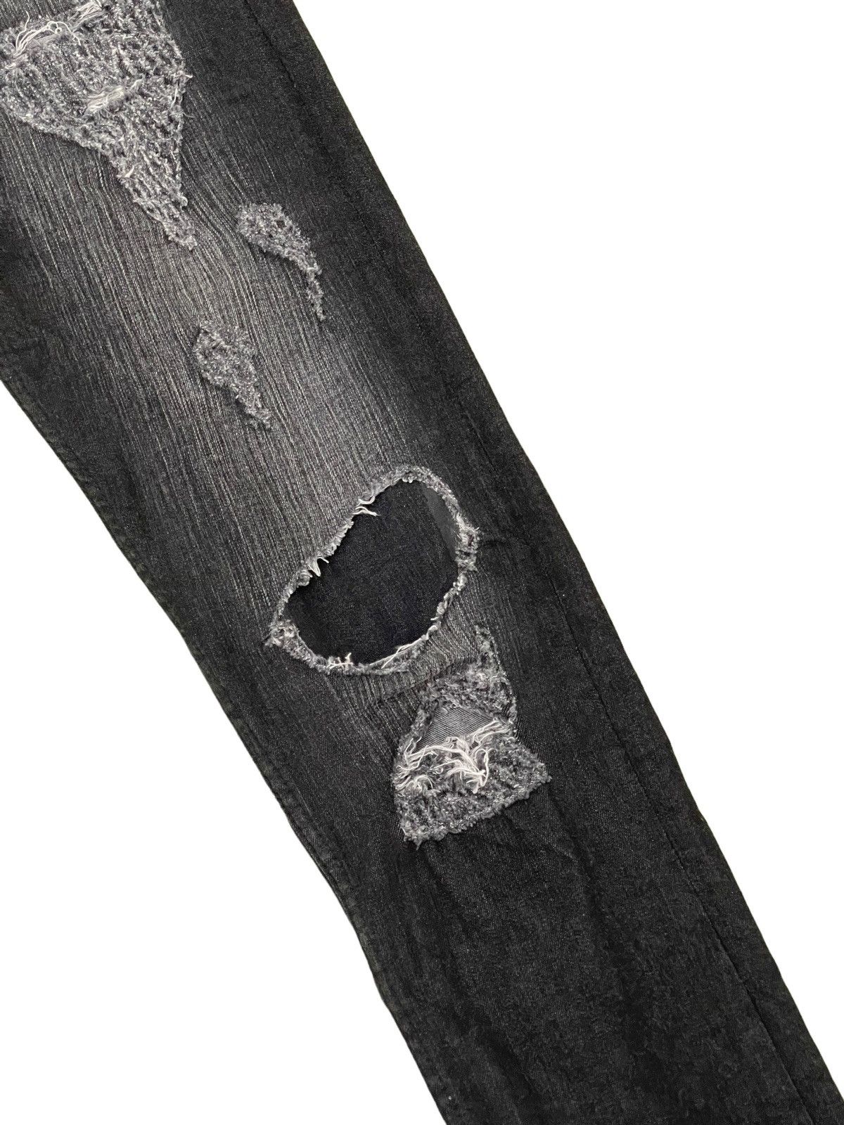 Japanese Brand Distress Jeans K.U.I. Faded Black Skinny Stretch Denim 8🟦6 Size US 31 - 7 Thumbnail