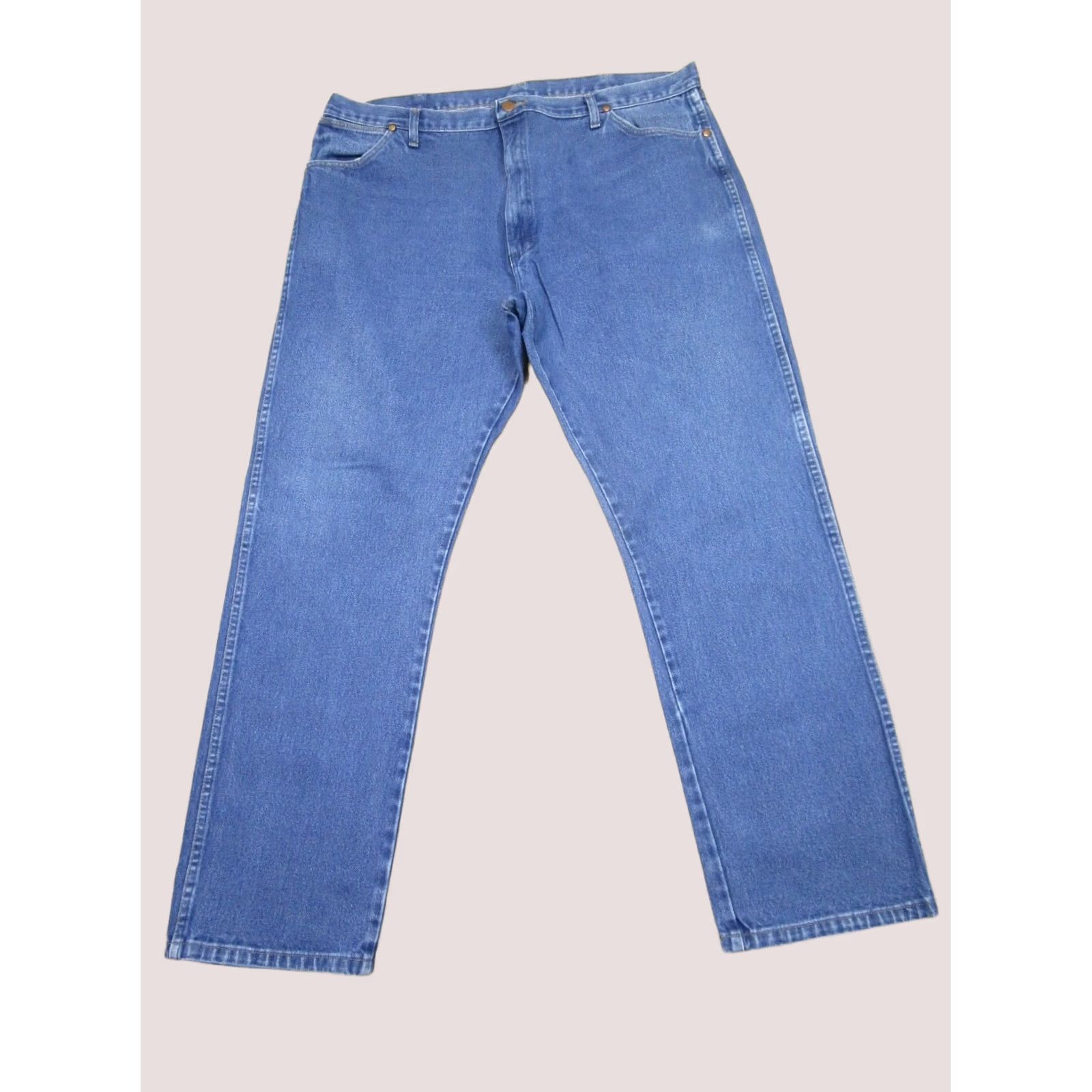 Wrangler Wrangler Jeans Mens 42x32 Light Wash Original Fit Cowboy Cut Denim 5-Pocket Logo Jeans Cowboy Cut Regular Fit Blue Pants Size US 42 / EU 58 - 1 Thumbnail