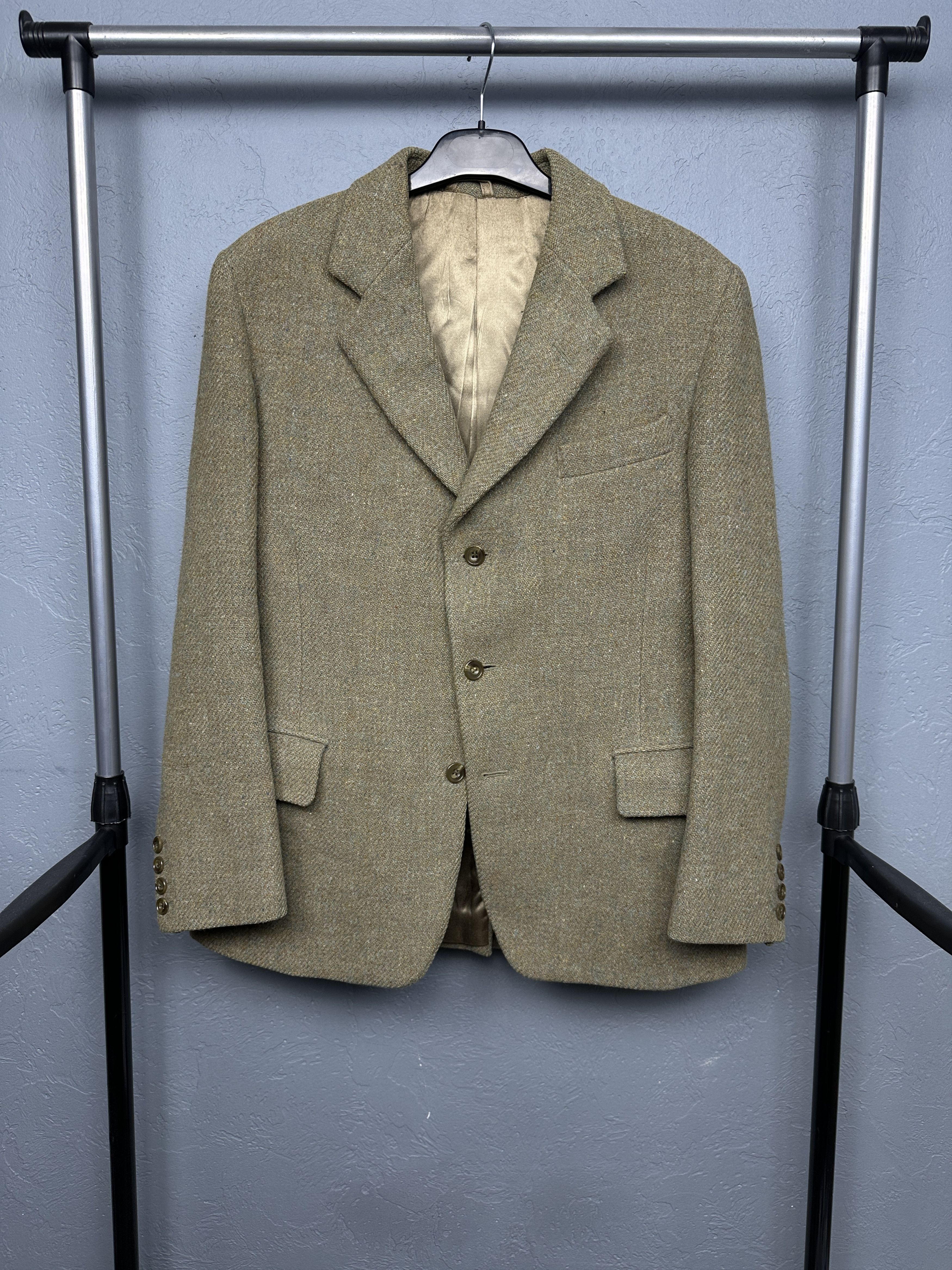 Harris Tweed Vintage Mens Blazer Jacket Wool Three Buttons
