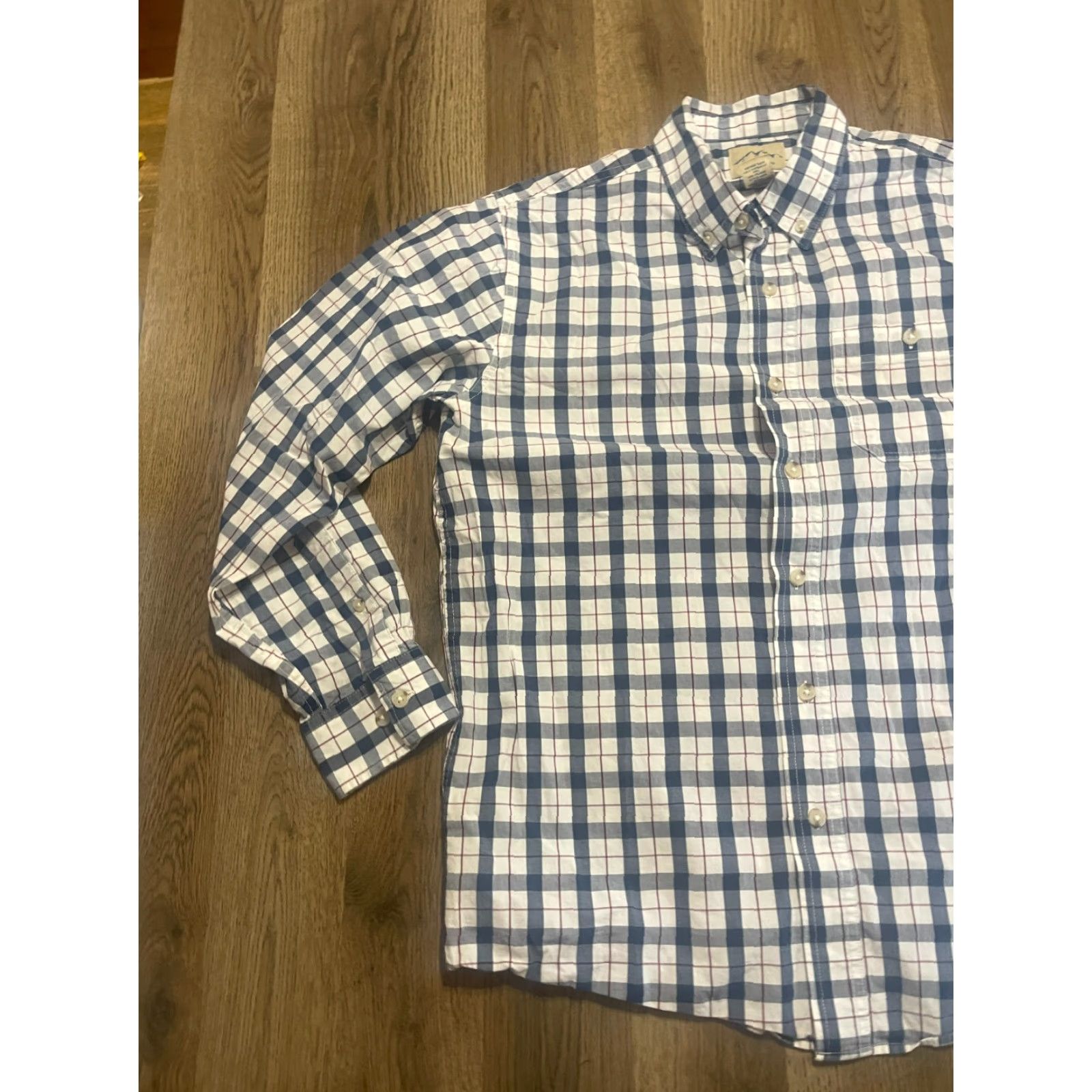 The Mountain Blue Mountain Shirt Mens Medium Plaid Button-Down Long Sleeve Red White Blue Size US M / EU 48-50 / 2 - 3 Thumbnail