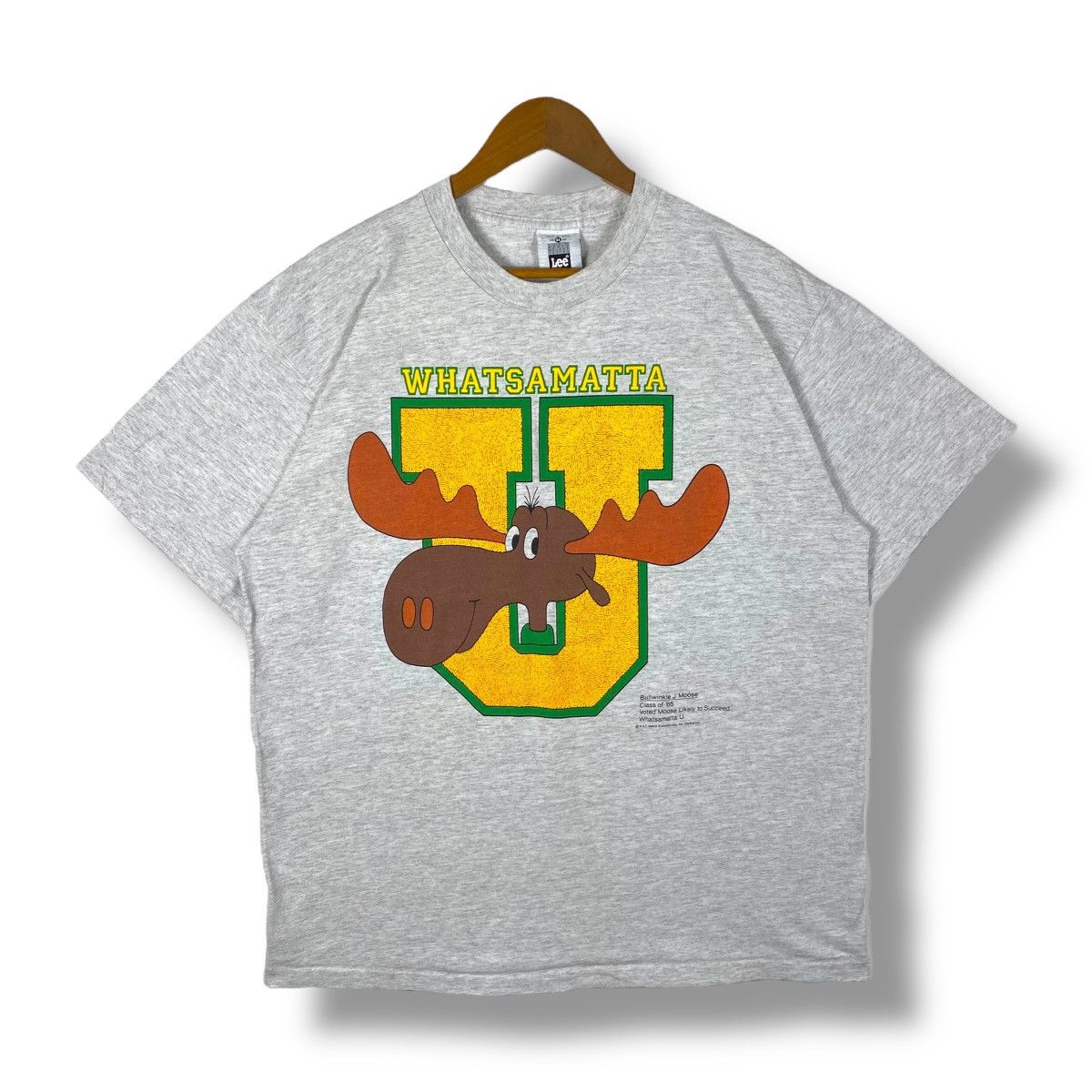 Vintage Vintage 90's WHATSAMATTA UNIVERSITY Rocky And Bullwinkle Tee Size US XL / EU 56 / 4 - 1 Thumbnail