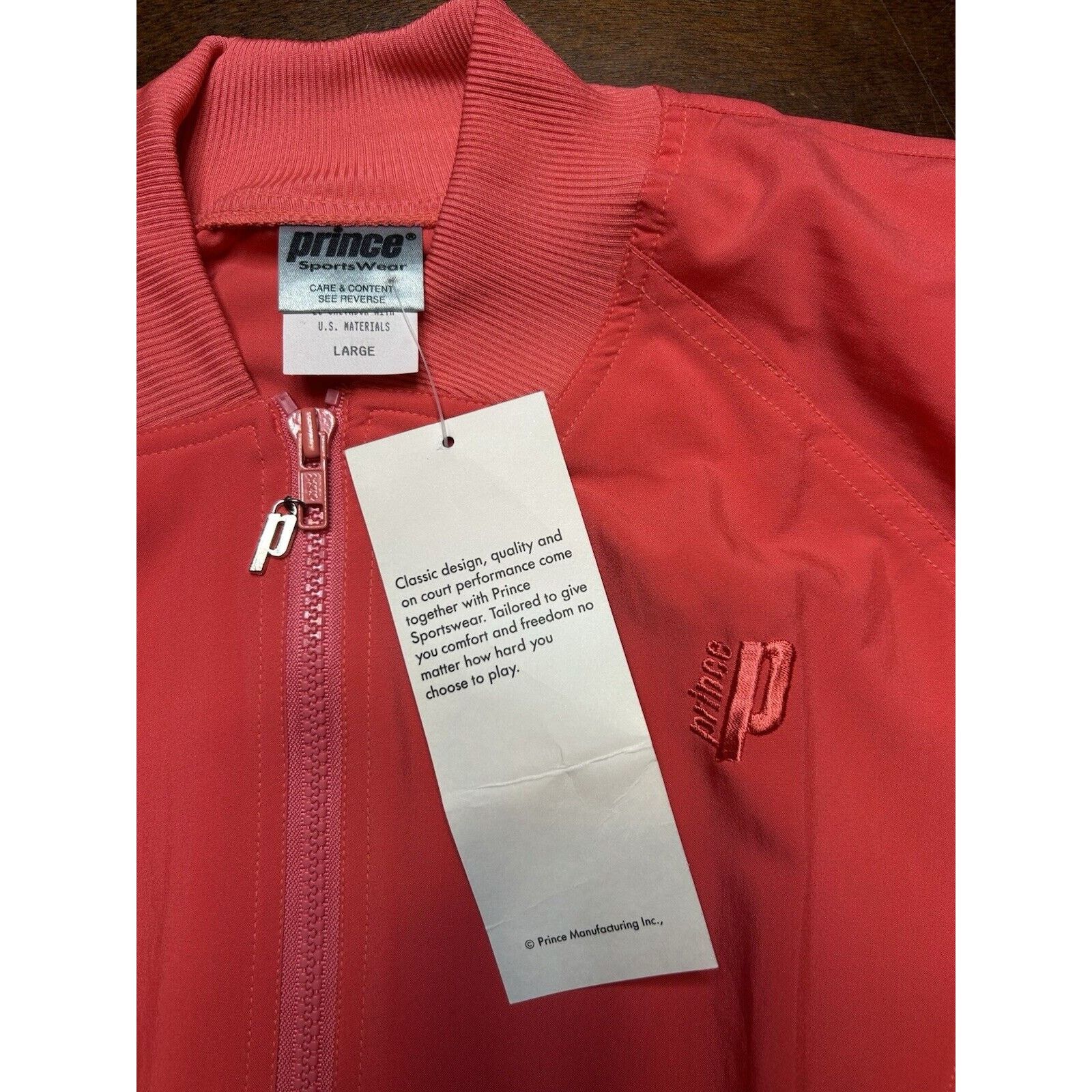 Prince VTG 1993 Prince Tennis Salmon Pink Zip Up Windbreaker NWT Size L / US 10 / IT 46 - 3 Thumbnail