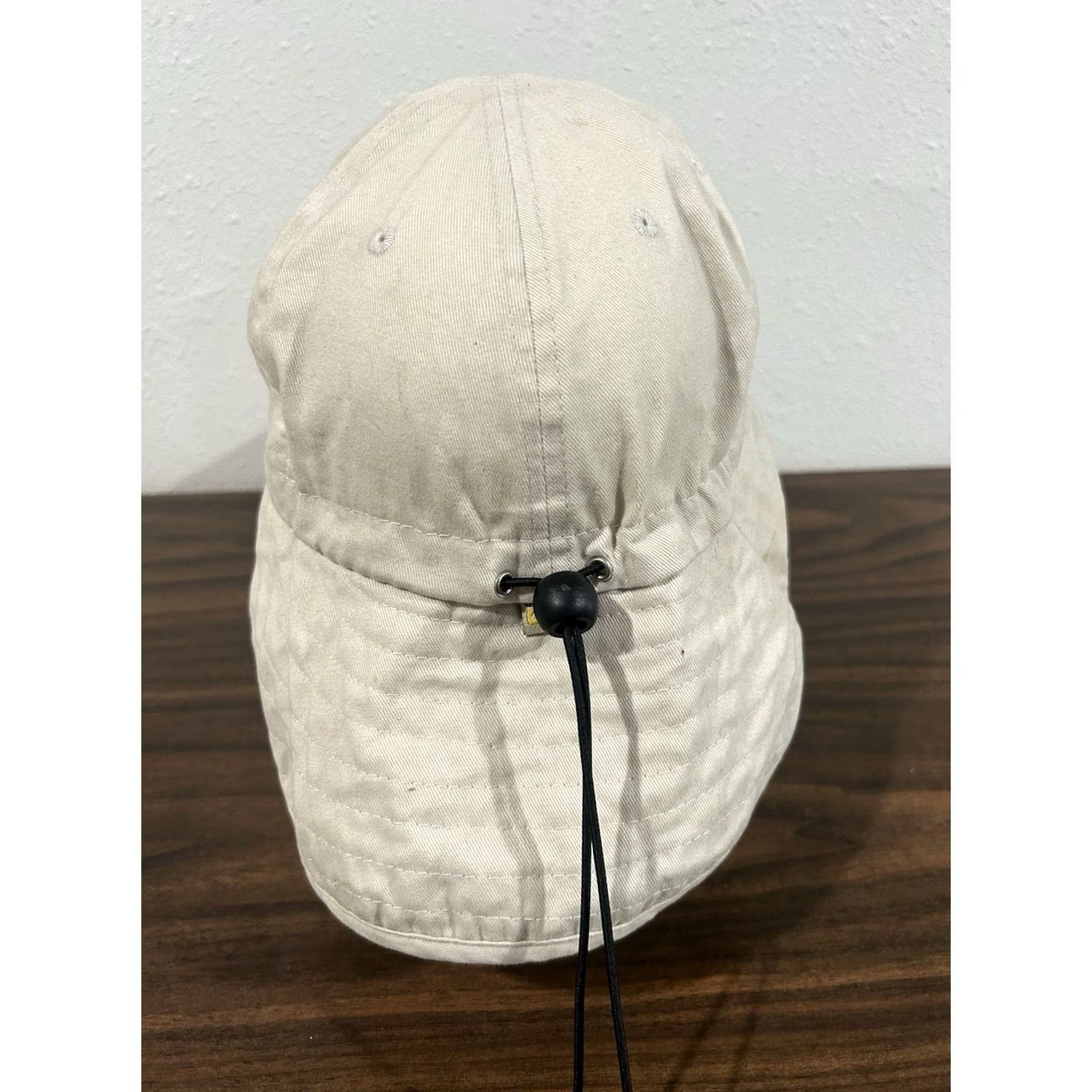 Vintage Just Hook Em Hat w/ Neck Flap Fishing Cap Embroidered Sail Fish Dolphin Beige Size ONE SIZE - 5 Thumbnail