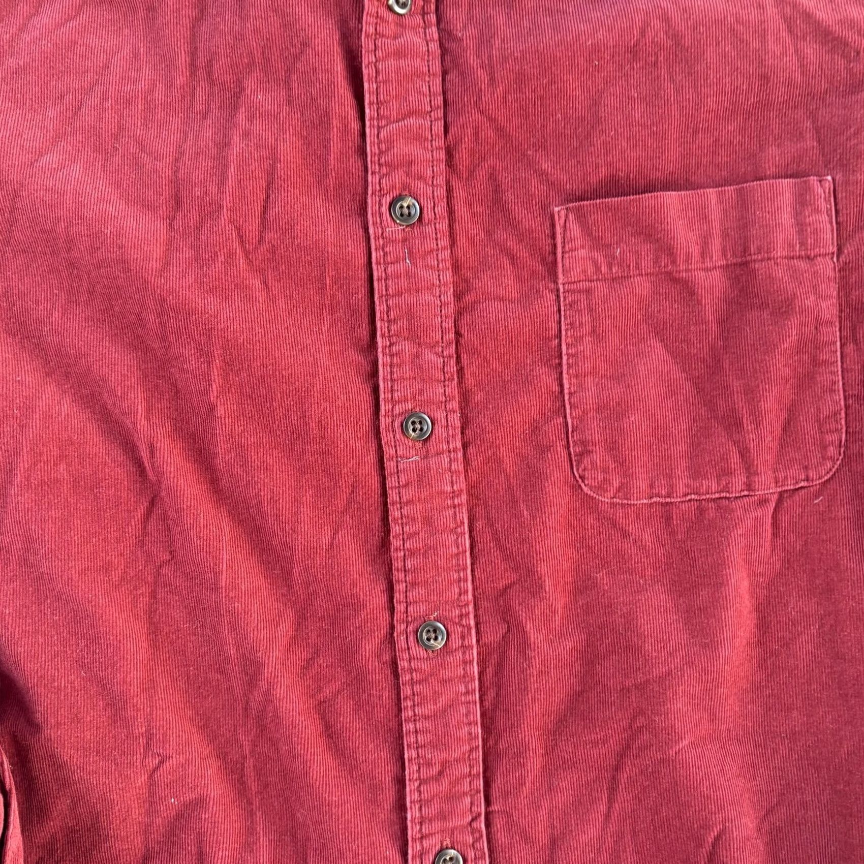 Uniqlo Uniqlo Shirt Mens Medium Red Solid Corduroy Long Sleeve Button Up Casual Size US M / EU 48-50 / 2 - 2 Thumbnail