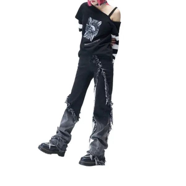 Other VIBE Two Tone Frayed Stacked Denim Jeans Size US 28 / EU 44 - 2 Thumbnail